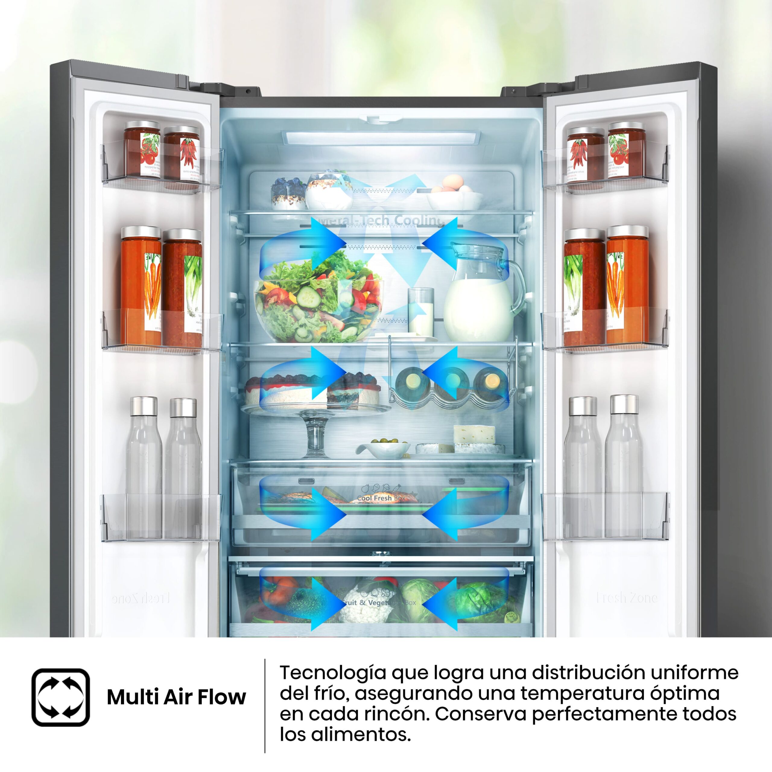 Hisense - RF632N4AIC1 – Frigorífico Combi Cajón Frances, Clase C , Capacidad 485L, Color Inox