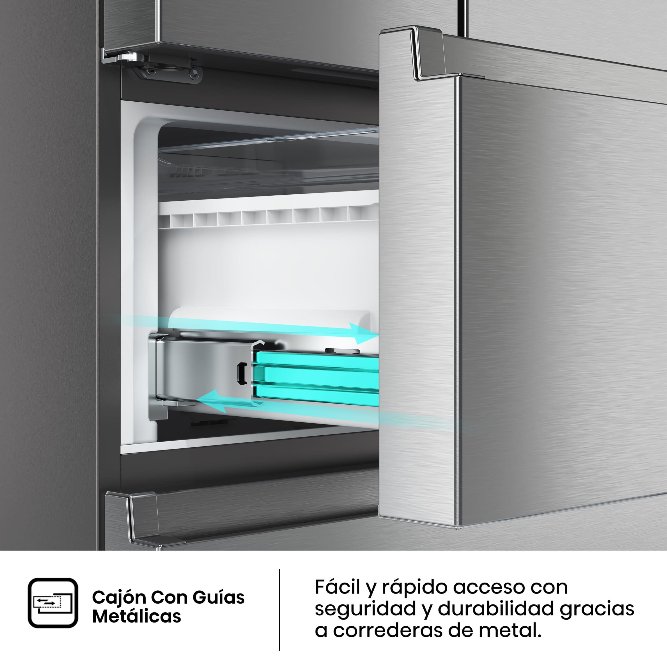 Hisense - RF632N4AIC1 – Frigorífico Combi Cajón Frances, Clase C , Capacidad 485L, Color Inox