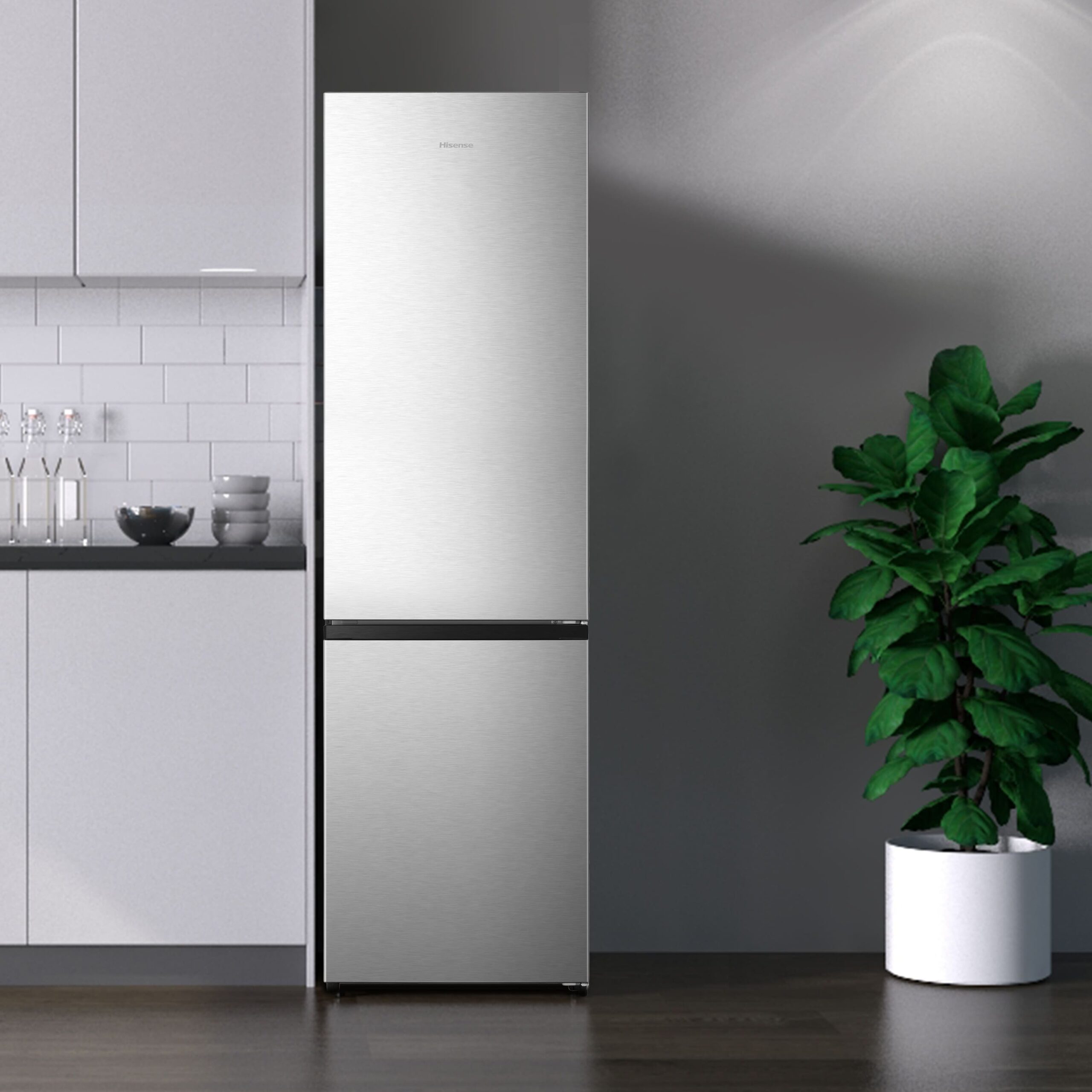 Hisense - RB440N4BCE – Frigorífico Combi 2 Puertas, Clase E , 336L, Inox