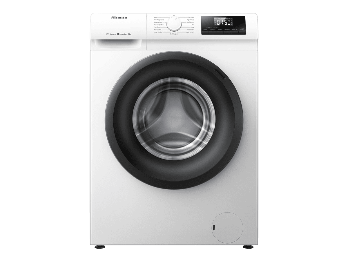 Hisense - WF1Q8041BW1 – Lavadora De Libre Instalación, Clase A, Capacidad 8 Kg , 1400 rpm, Color Blanco, , 