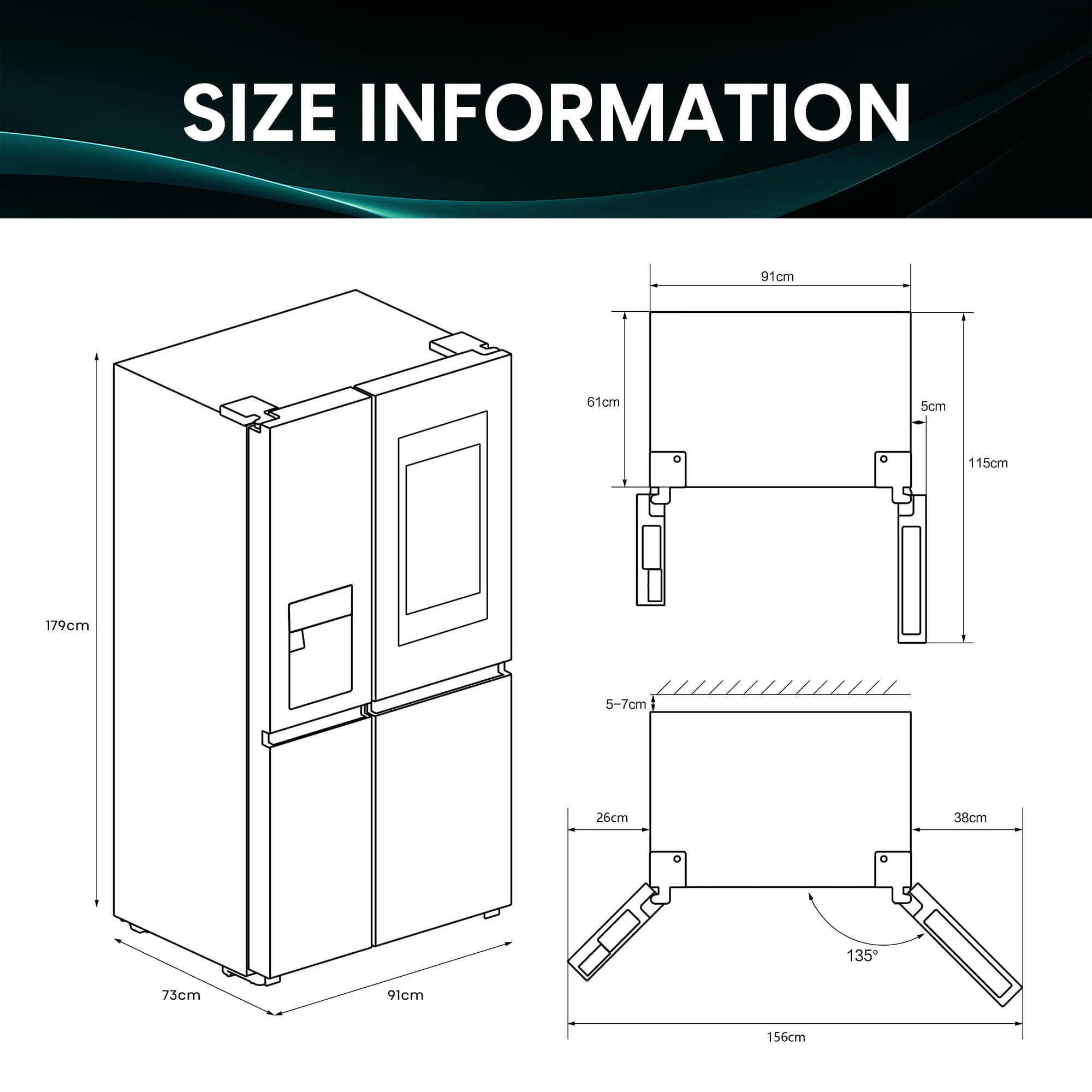 Hisense - RS9P628GPFE – Americano Side By Side De Libre Instalación, Clase E, Capacidad 614L, Color Negro