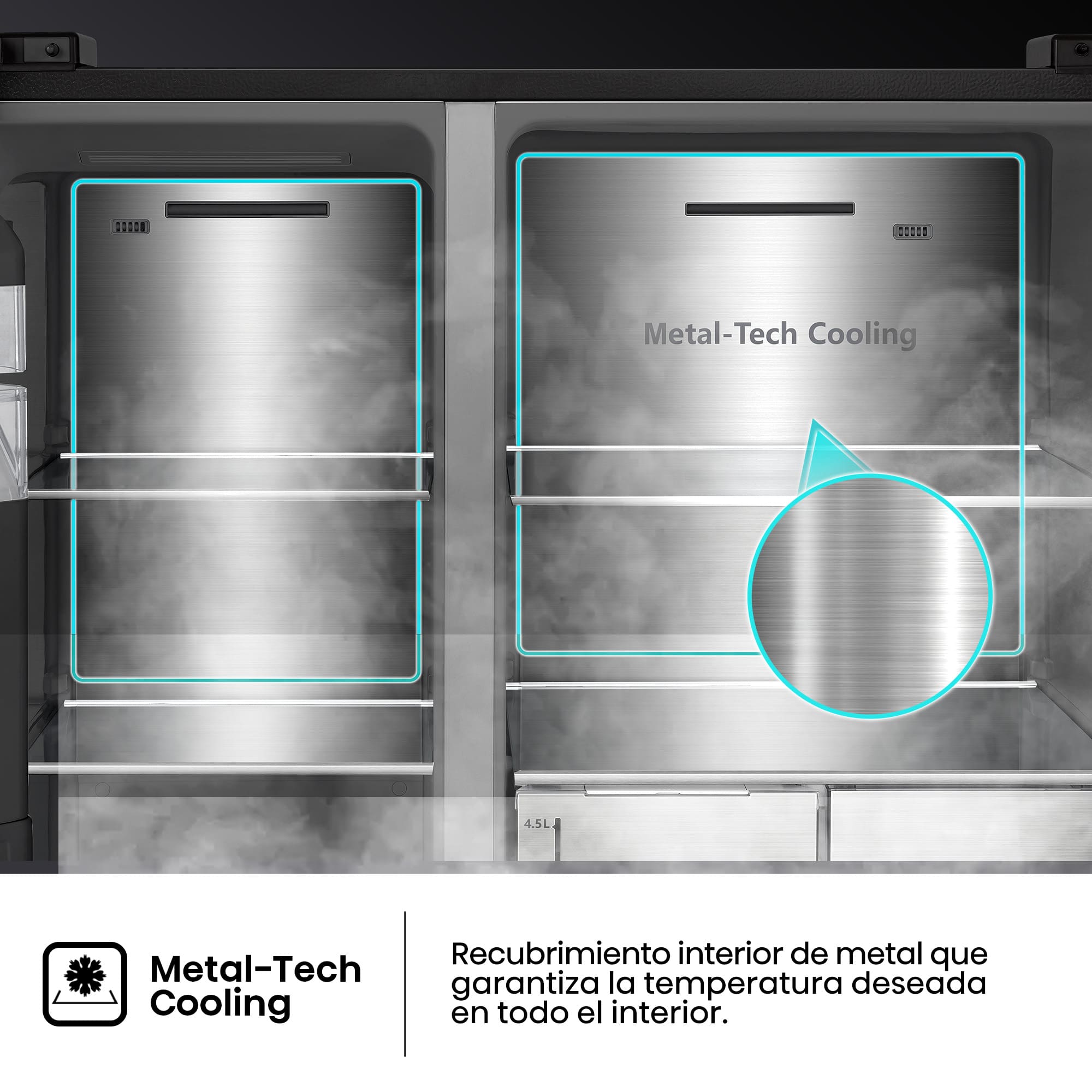 Hisense - RS9P628GPFE – Americano Side By Side De Libre Instalación, Clase E, Capacidad 614L, Color Negro