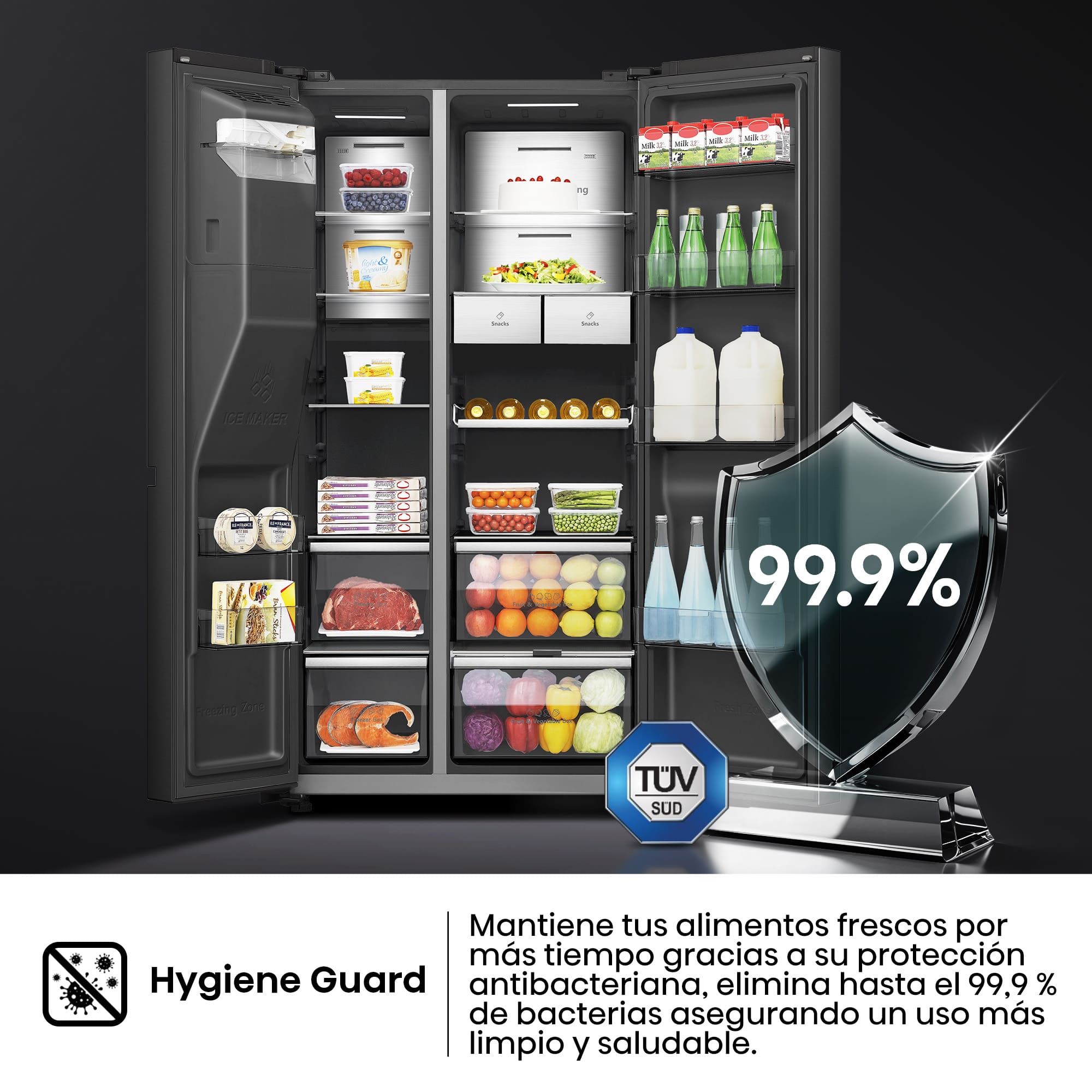 Hisense - RS9P628GPFE – Americano Side By Side De Libre Instalación, Clase E, Capacidad 614L, Color Negro