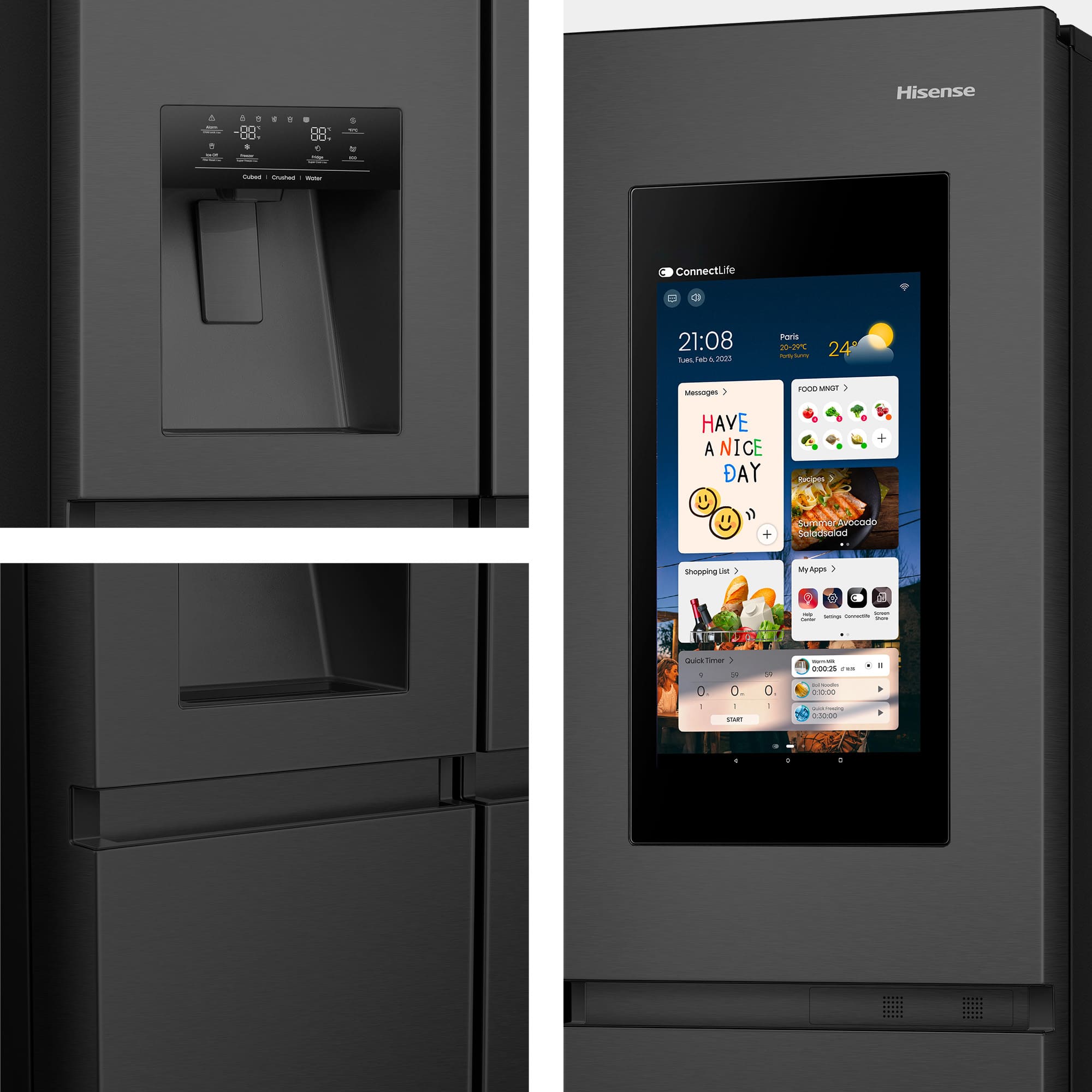 Hisense - RS9P628GPFE – Americano Side By Side De Libre Instalación, Clase E, Capacidad 614L, Color Negro