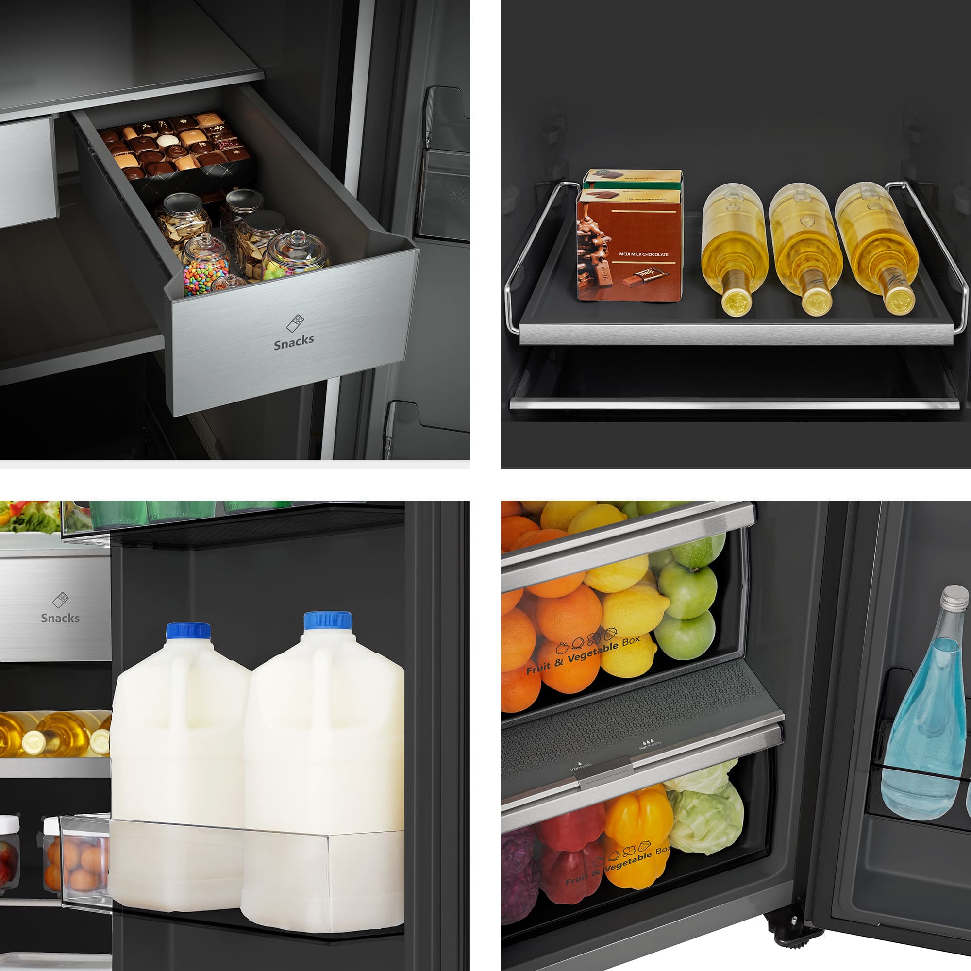 Hisense - RS9P628GPFE – Americano Side By Side De Libre Instalación, Clase E, Capacidad 614L, Color Negro