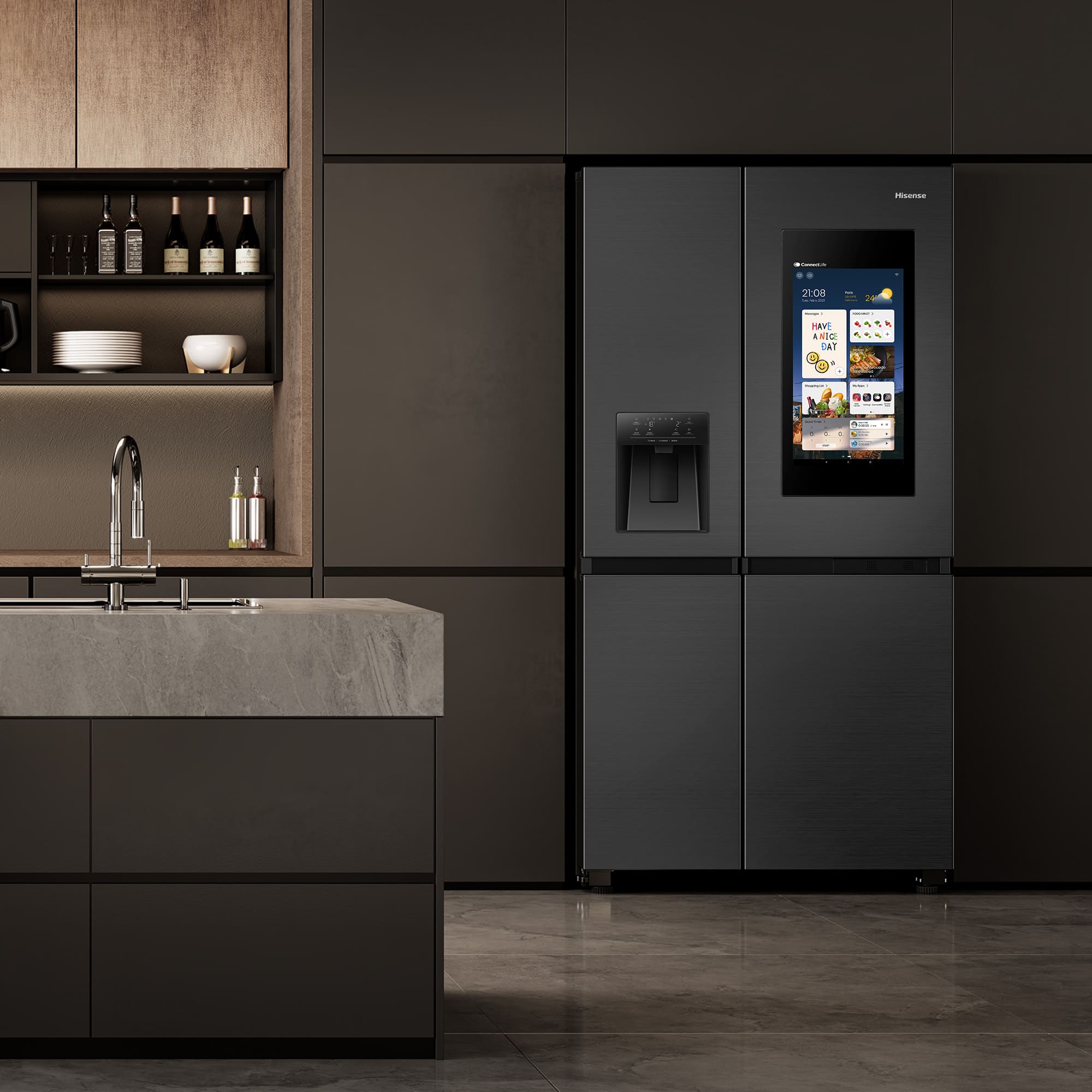 Hisense - RS9P628GPFE – Americano Side By Side De Libre Instalación, Clase E, Capacidad 614L, Color Negro