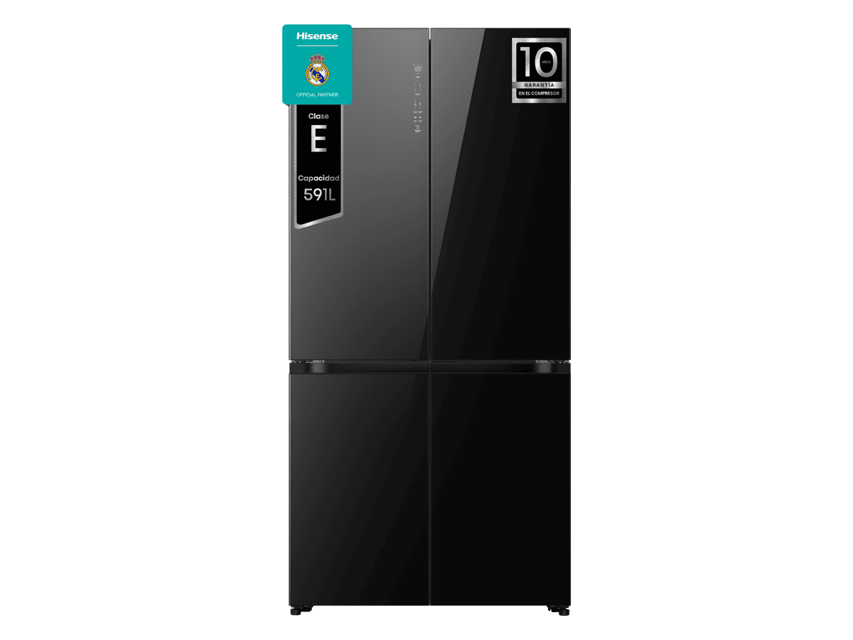 Hisense - RQ768N4GBE – Americano 4 Puertas De Libre Instalación Kitchen Fit, Clase E, Capacidad 591L, Color Cristal Negro, , 