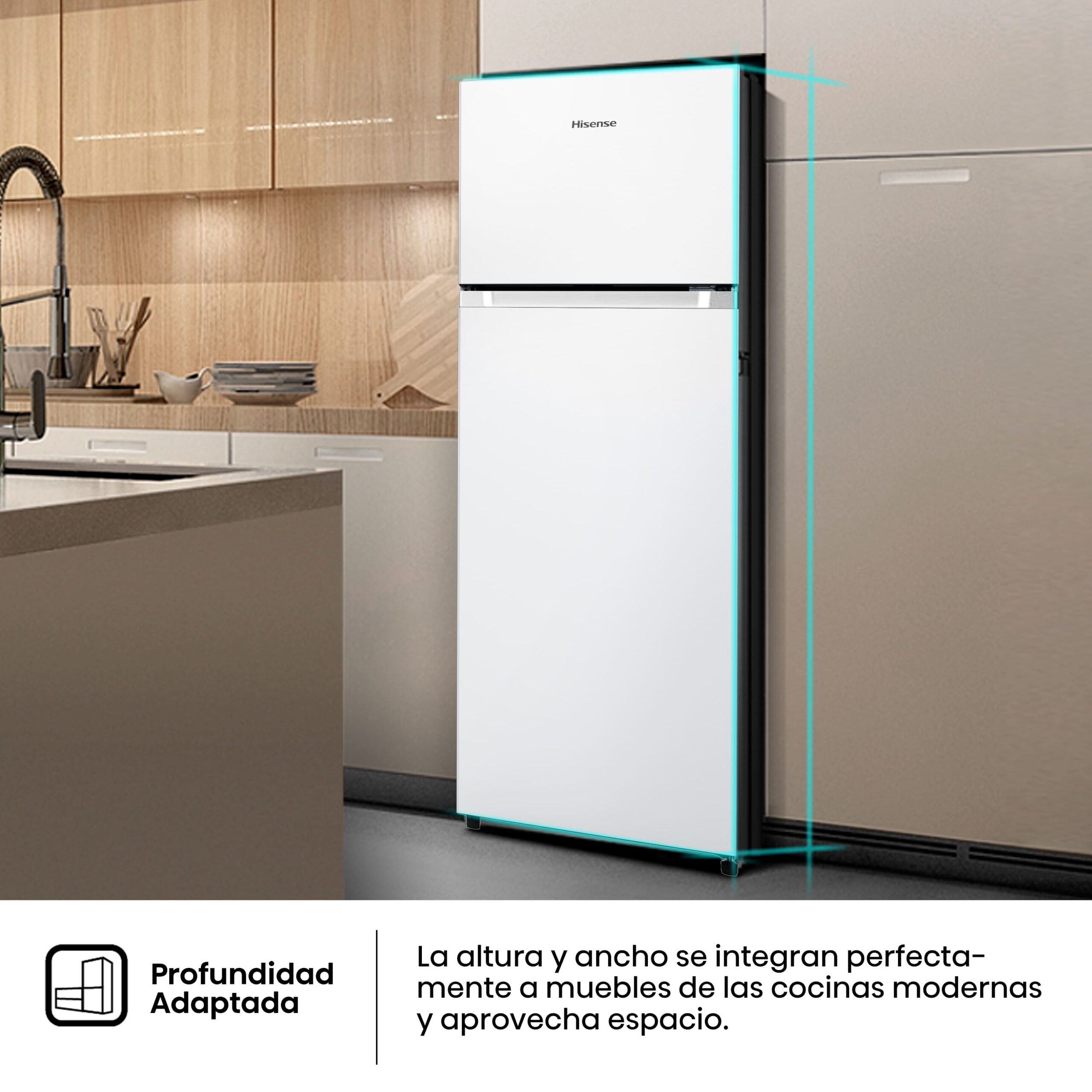 Hisense - RT267D4AWE – Frigorífico 2 Puertas, Clase E, 206L, Blanco
