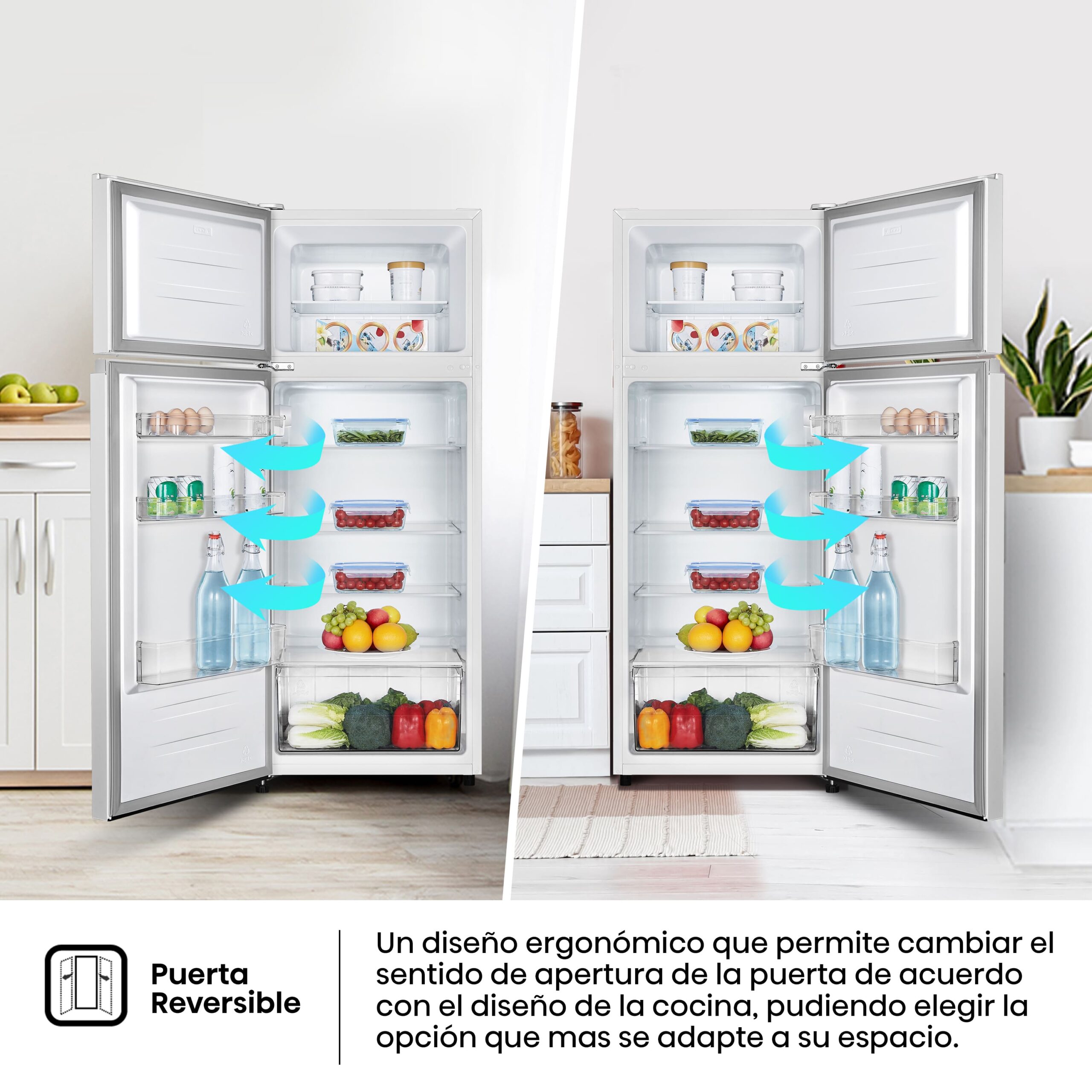 Hisense - RT267D4AWE – Frigorífico 2 Puertas, Clase E, 206L, Blanco