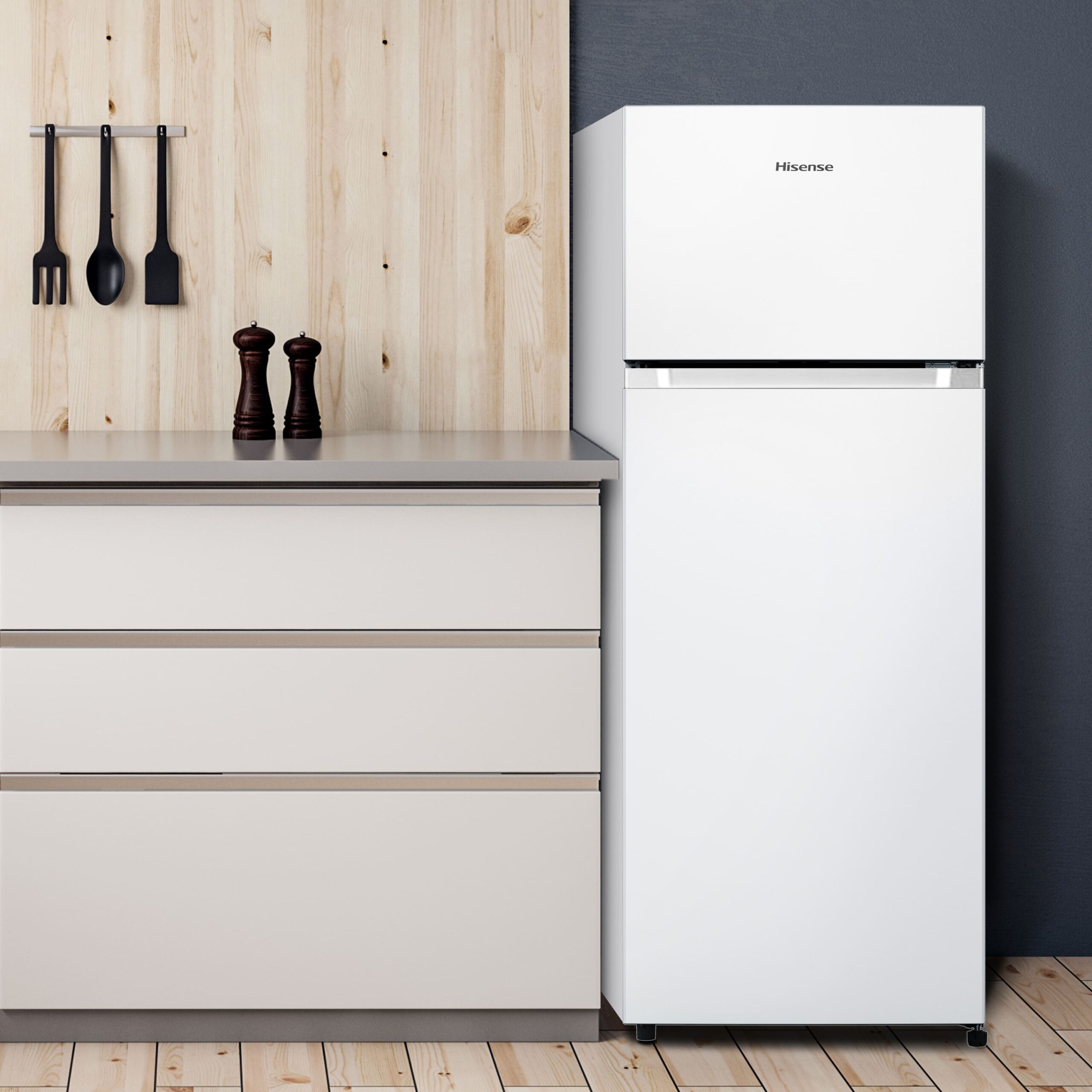 Hisense - RT267D4AWE – Frigorífico 2 Puertas, Clase E, 206L, Blanco
