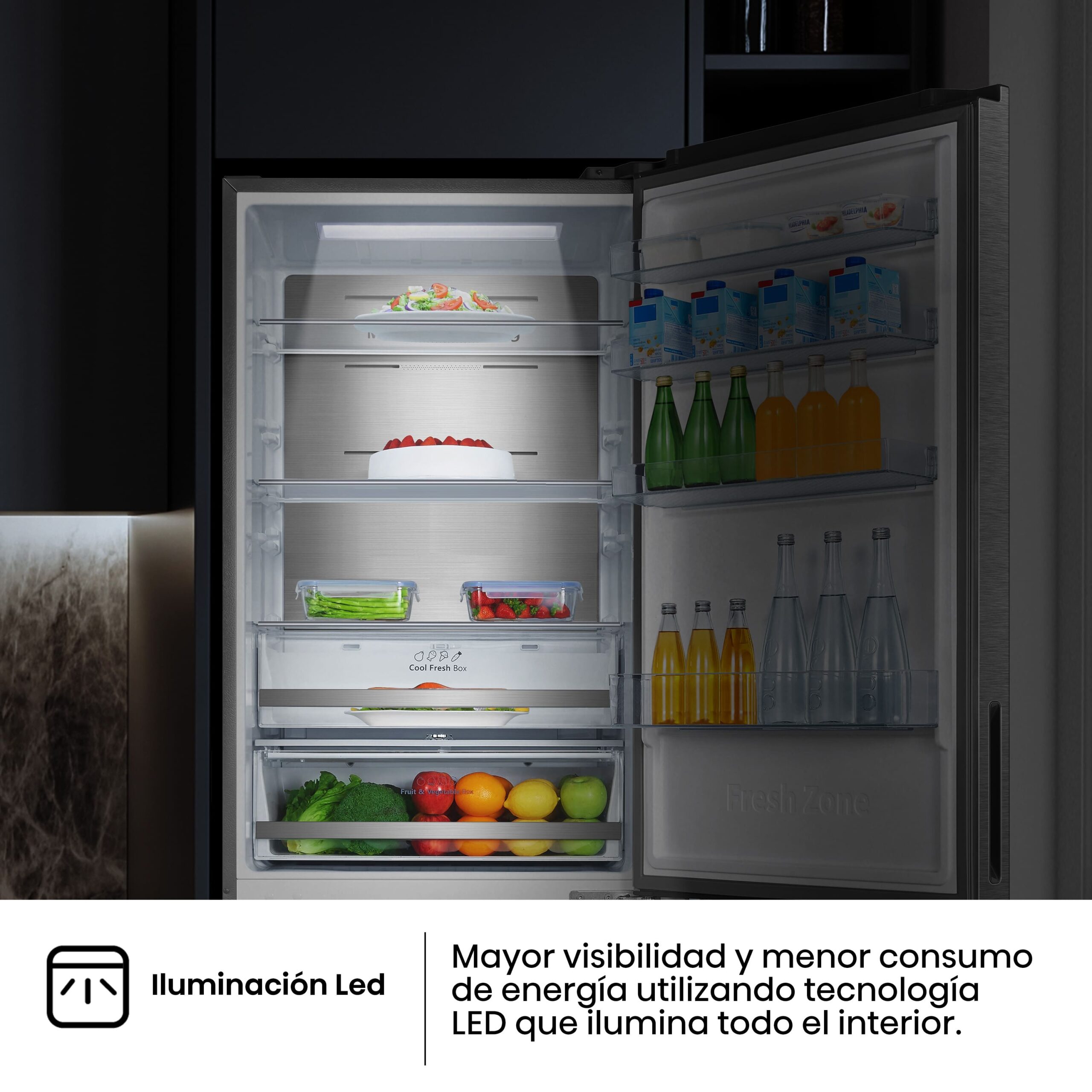 Hisense - RB645N4BIC – Frigorífico Combi 2 Puertas, Clase C, Capacidad 495L, Color Inox