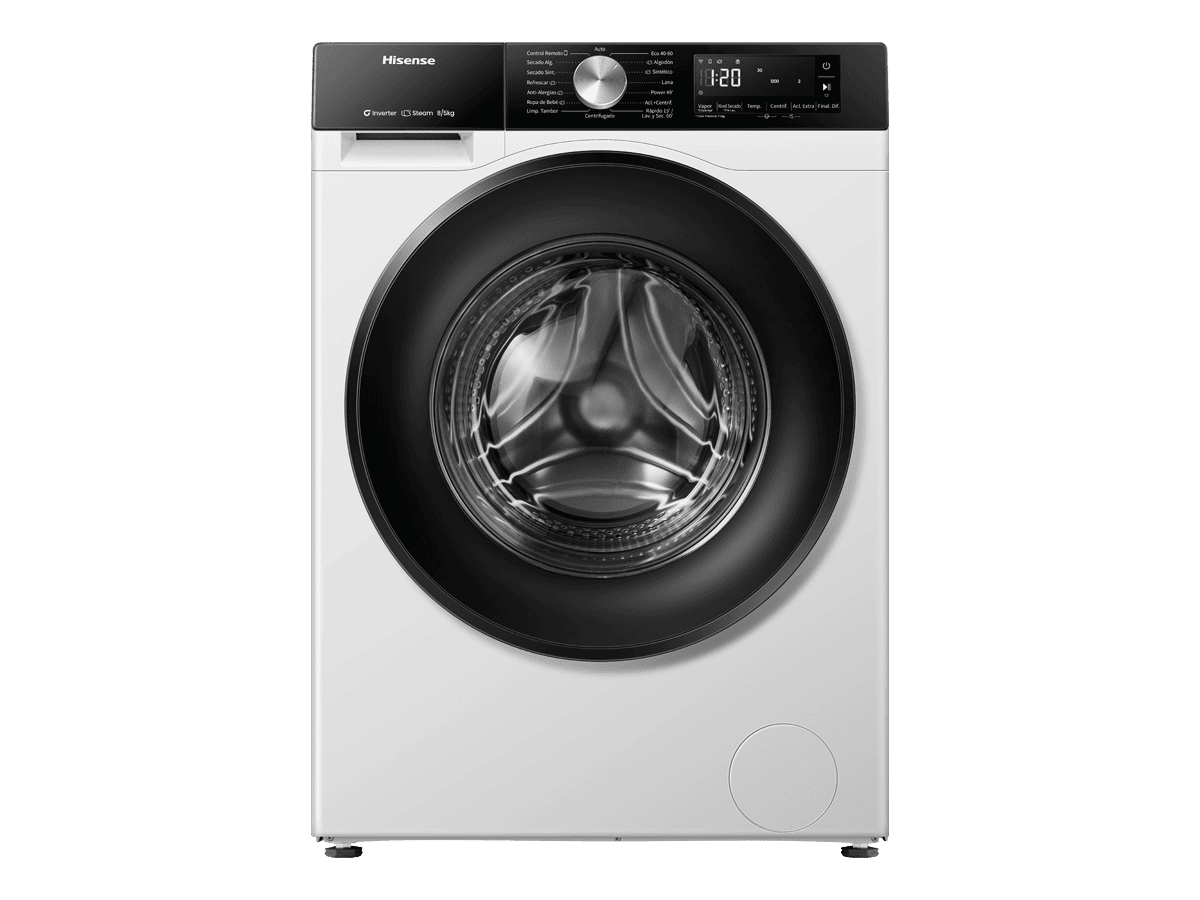 Hisense - WD3S8043BW1 – Lavasecadora, Clase A, 8 kg/5 kg, 1400 rpm, Blanco, , 