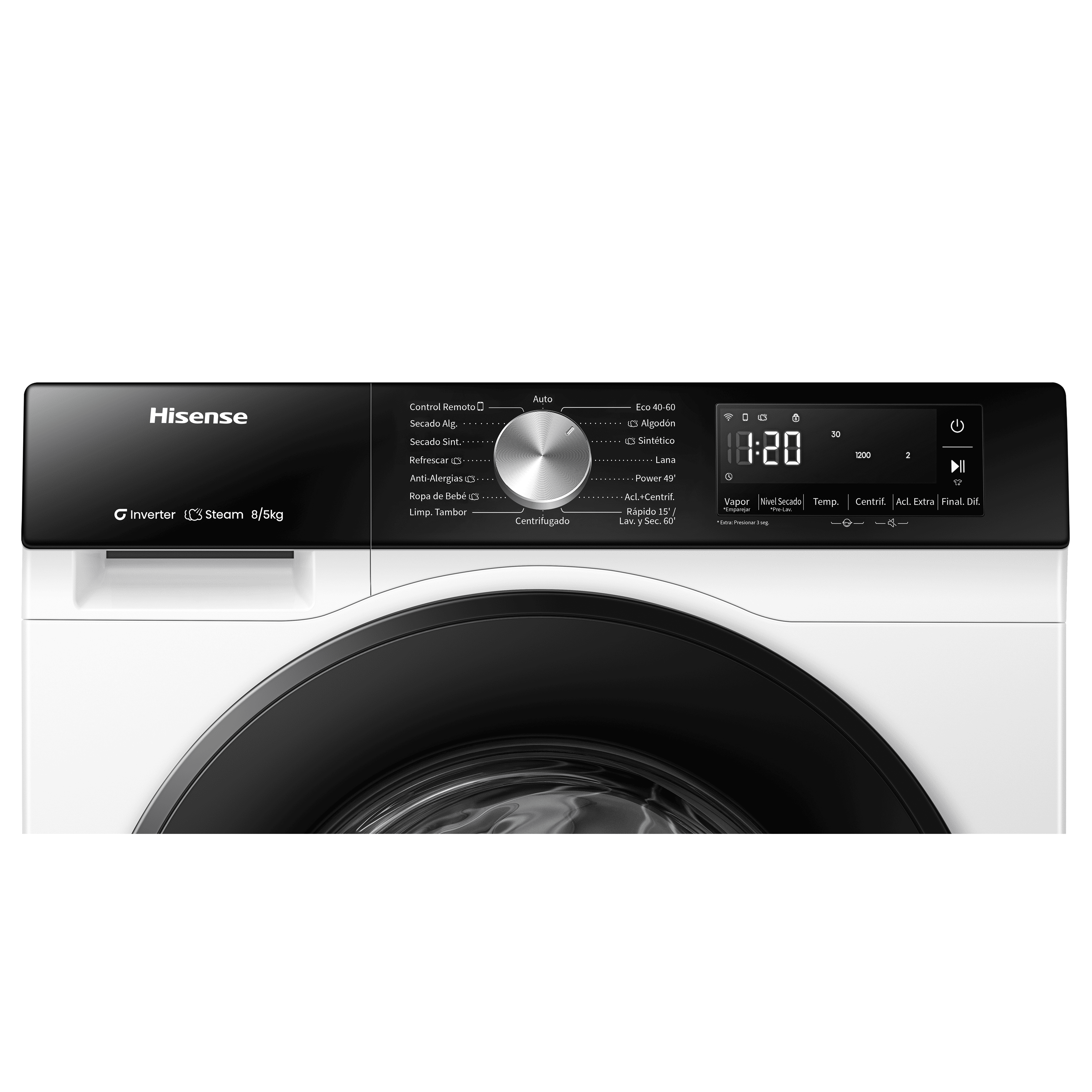 Hisense - WD3S8043BW1 – Lavasecadora, Clase A, 8 kg/5 kg, 1400 rpm, Blanco
