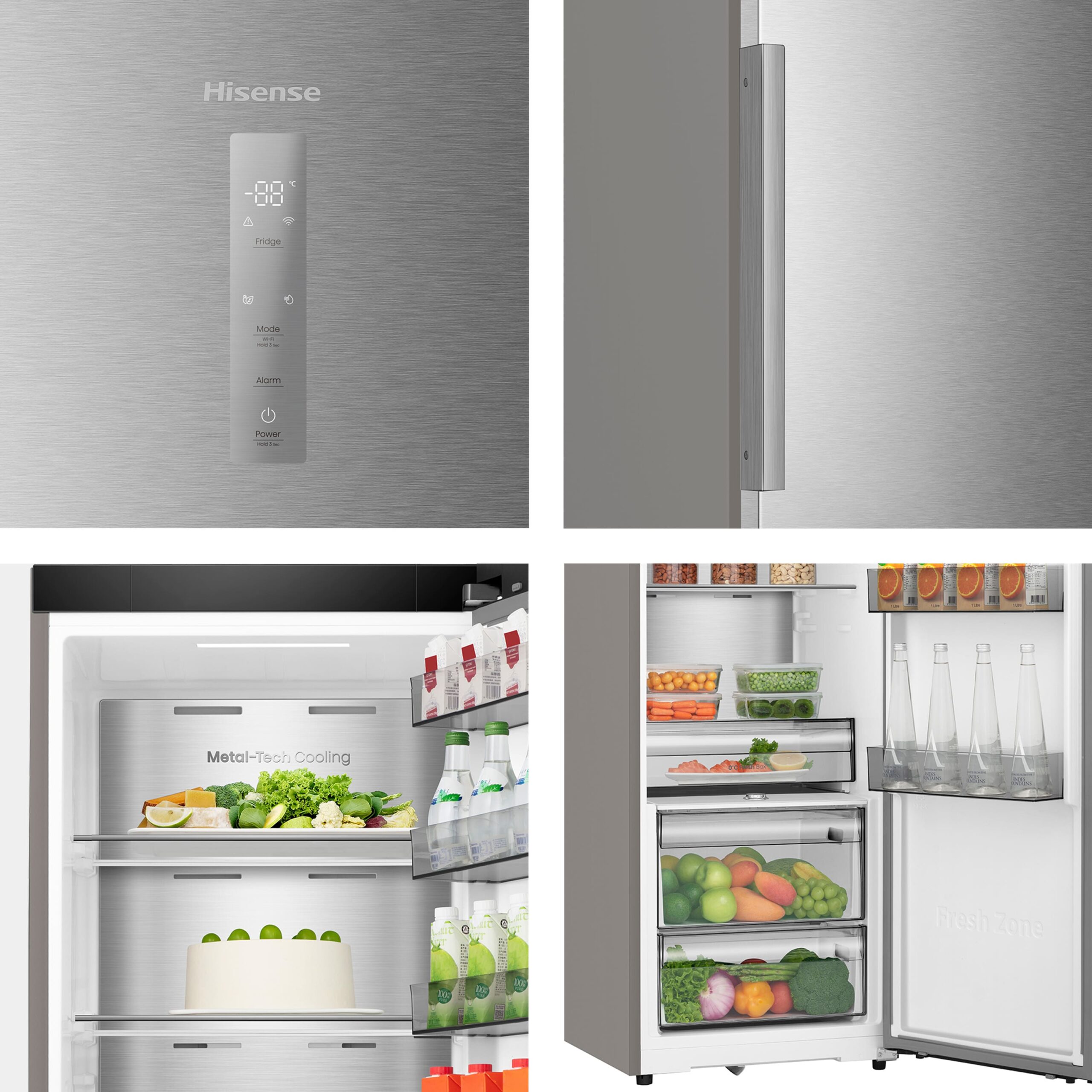 Hisense - RL3K370SAIE – Frigorífico 1 Puerta De Libre Instalación Kitchen Fit, Clase E, Capacidad 372L, Color Inox