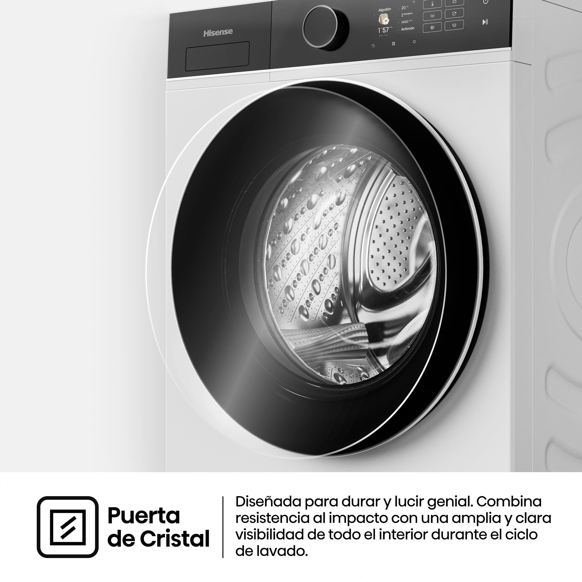 Hisense - WF5I8043BWF – Lavadora De Libre Instalación, A-30%  (ECO 40-60ºC), 8 kg , 1400 rpm, Blanco