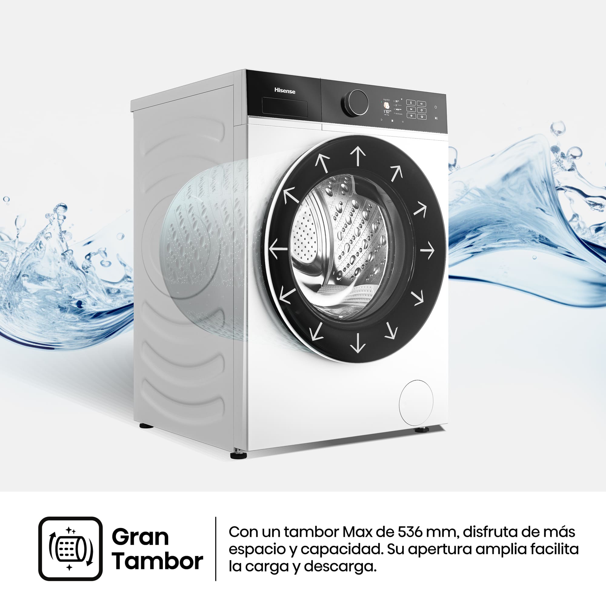 Hisense - WF5I8043BWF – Lavadora De Libre Instalación, A-30%  (ECO 40-60ºC), 8 kg , 1400 rpm, Blanco