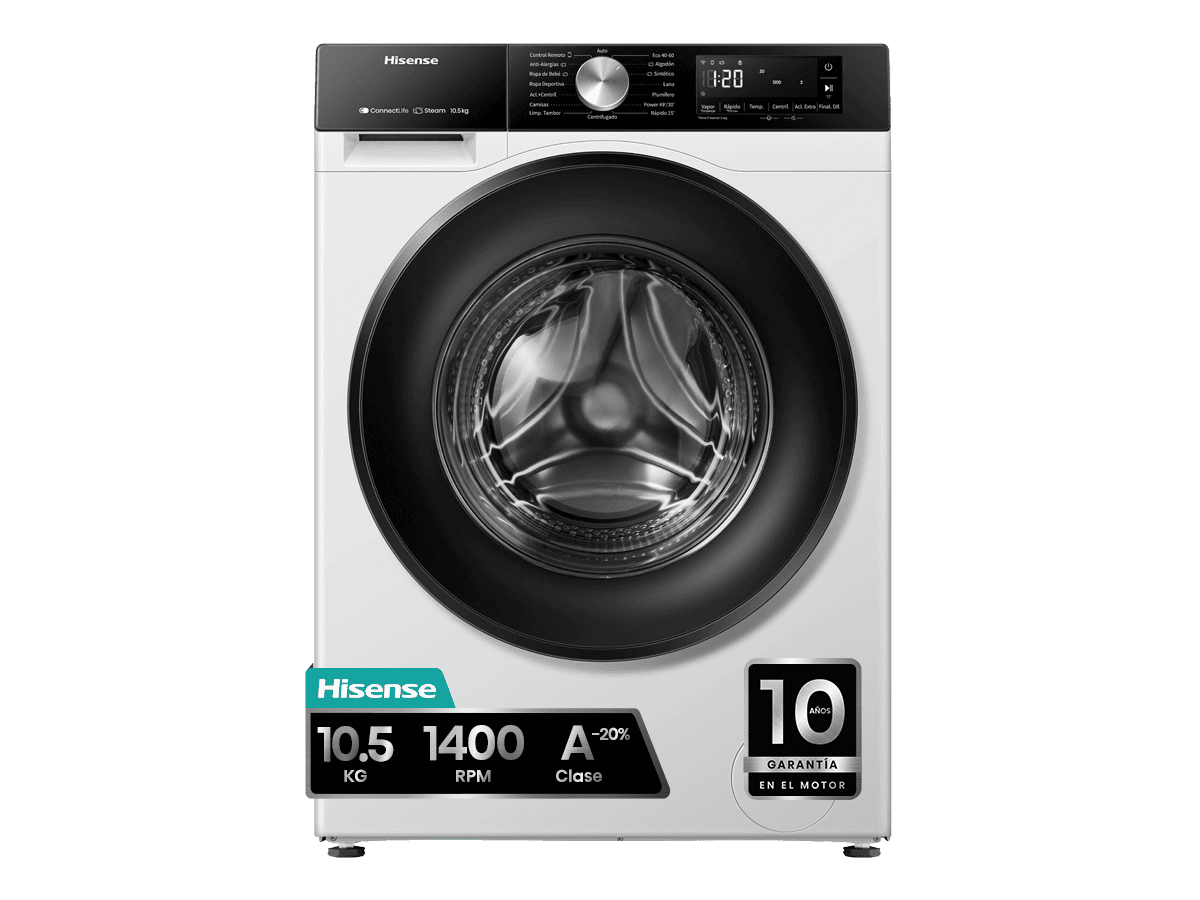 WF3S1043BW3 - Lavadora, Clase A, 10,5 Kg, 1400 rpm, Blanco