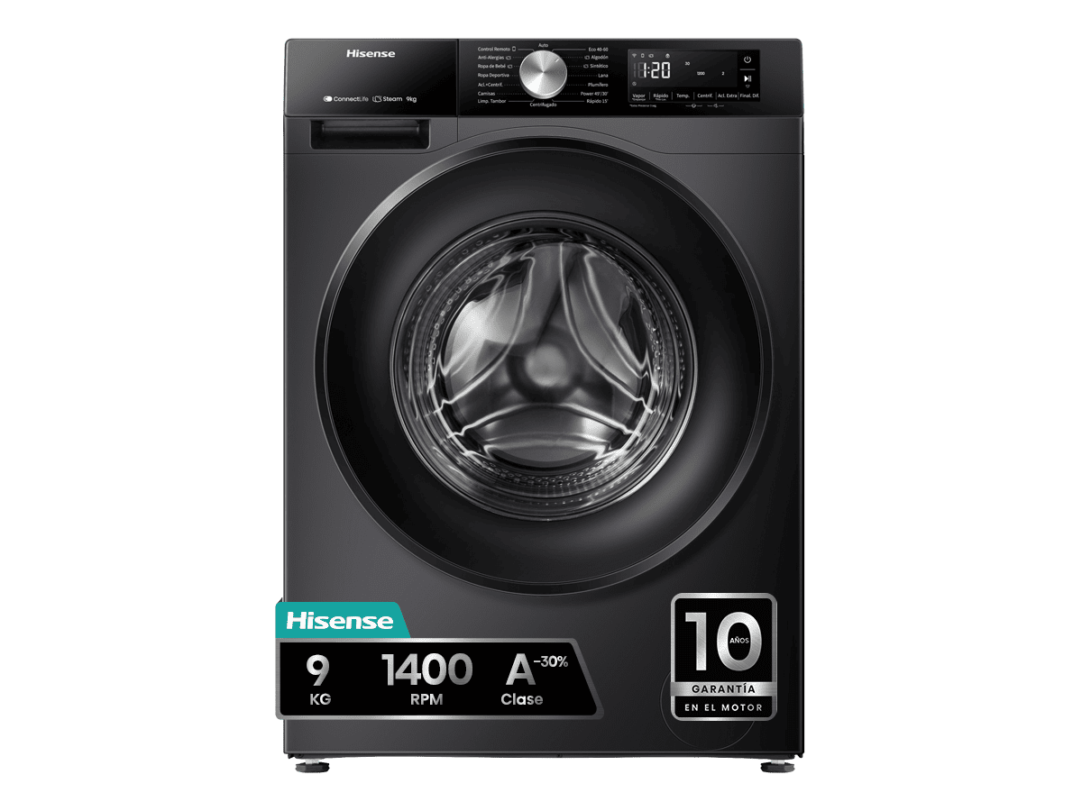 WF3S9043BB3 - Lavadora, Clase A, 9 Kg, 1400 rpm, Negro