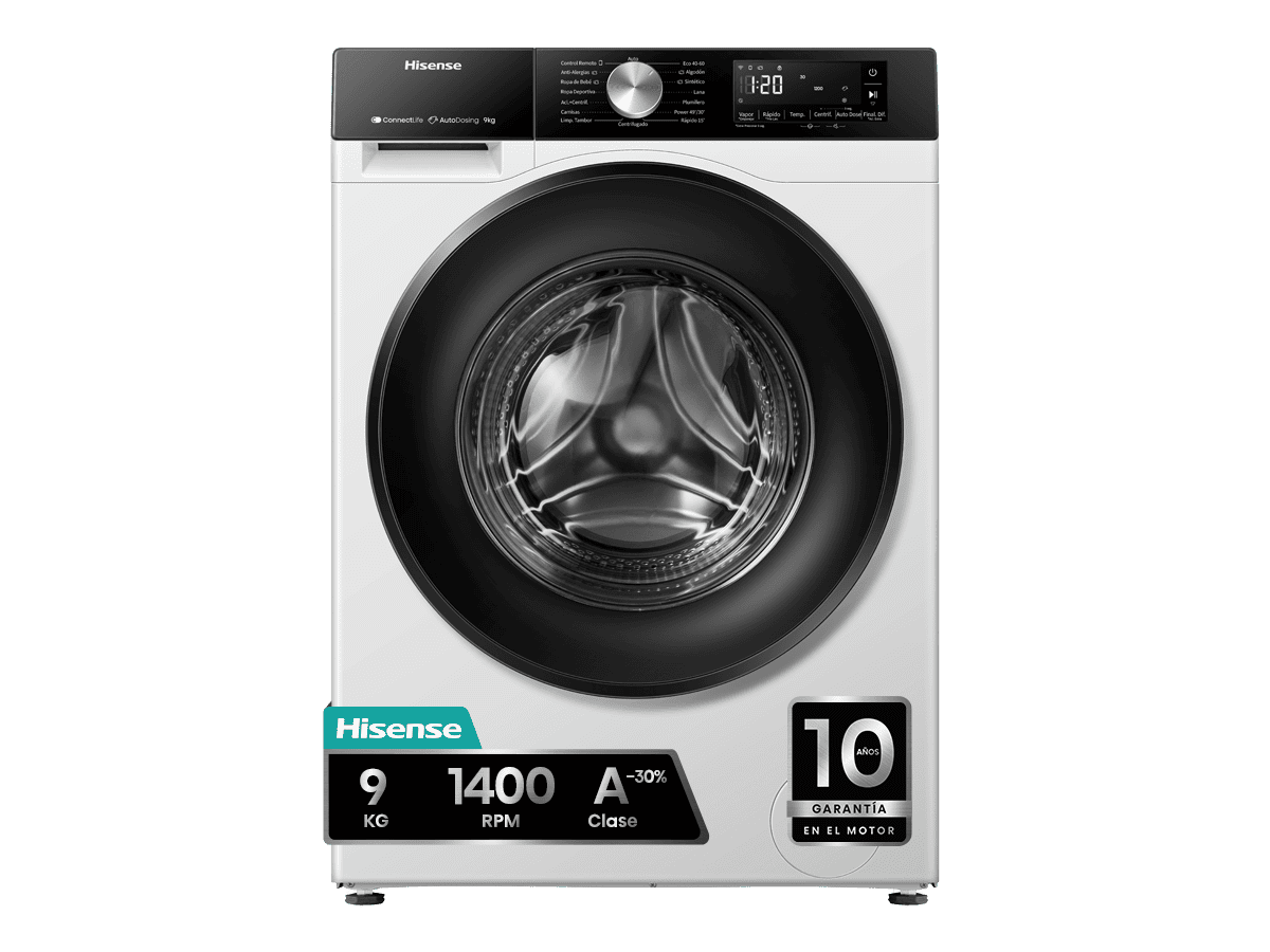 WF3S9045BW3 - Lavadora, Clase A, 9 Kg, 1400 rpm, Blanco