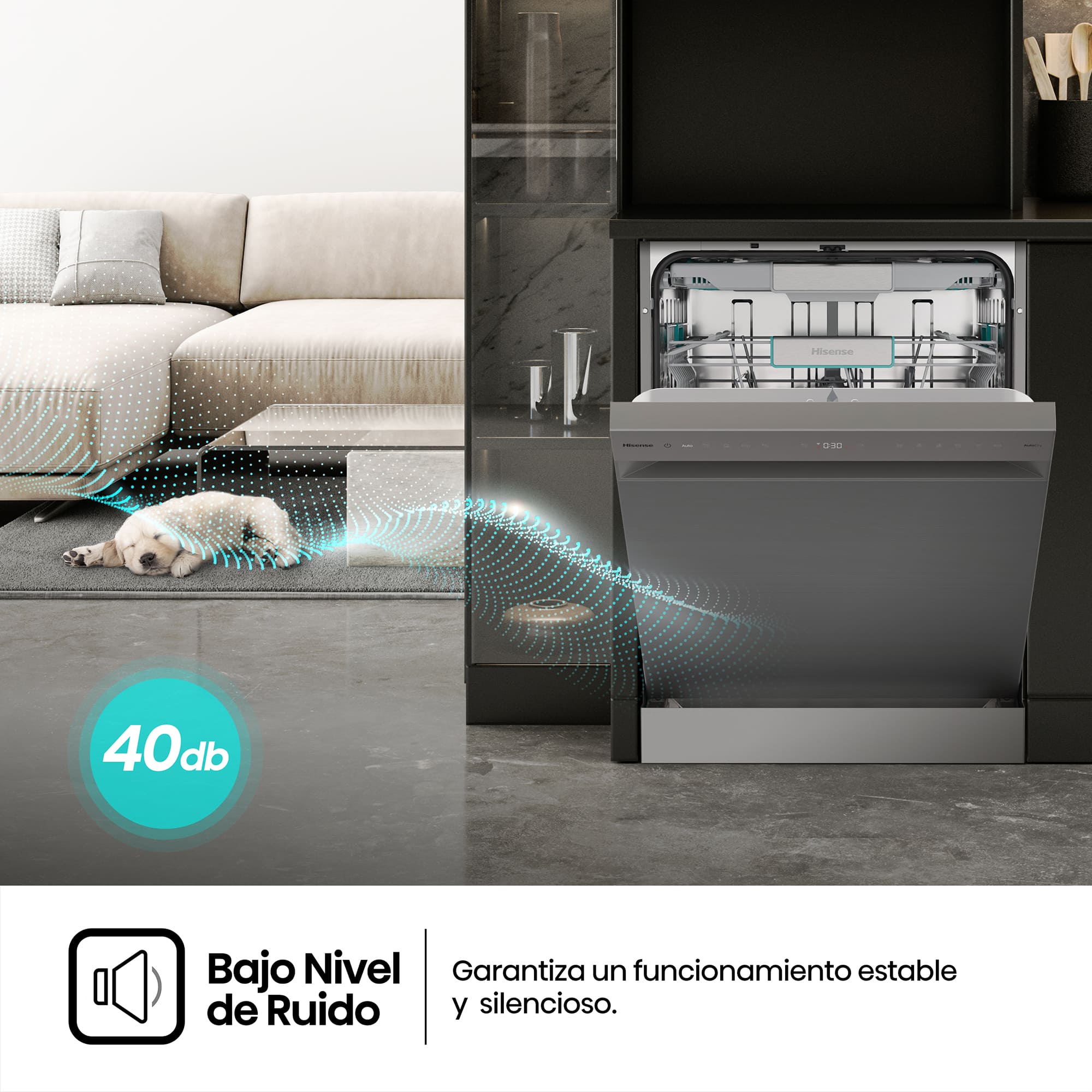 Hisense - HS673A90X – Lavavajillas 60cm de Libre Instalación, Clase A, Capacidad 16 Serv, Color Inox