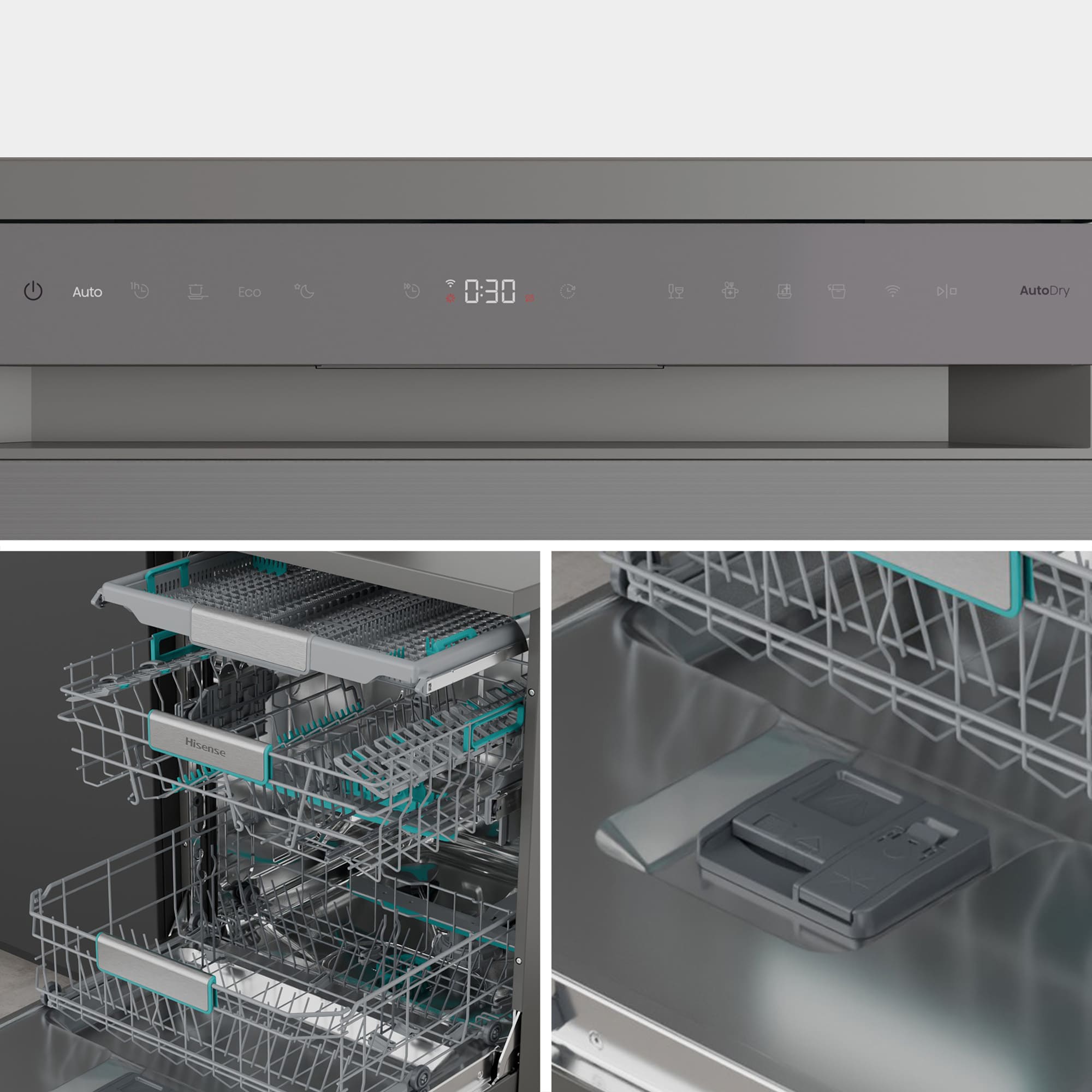Hisense - HS673A90X – Lavavajillas 60cm de Libre Instalación, Clase A, Capacidad 16 Serv, Color Inox