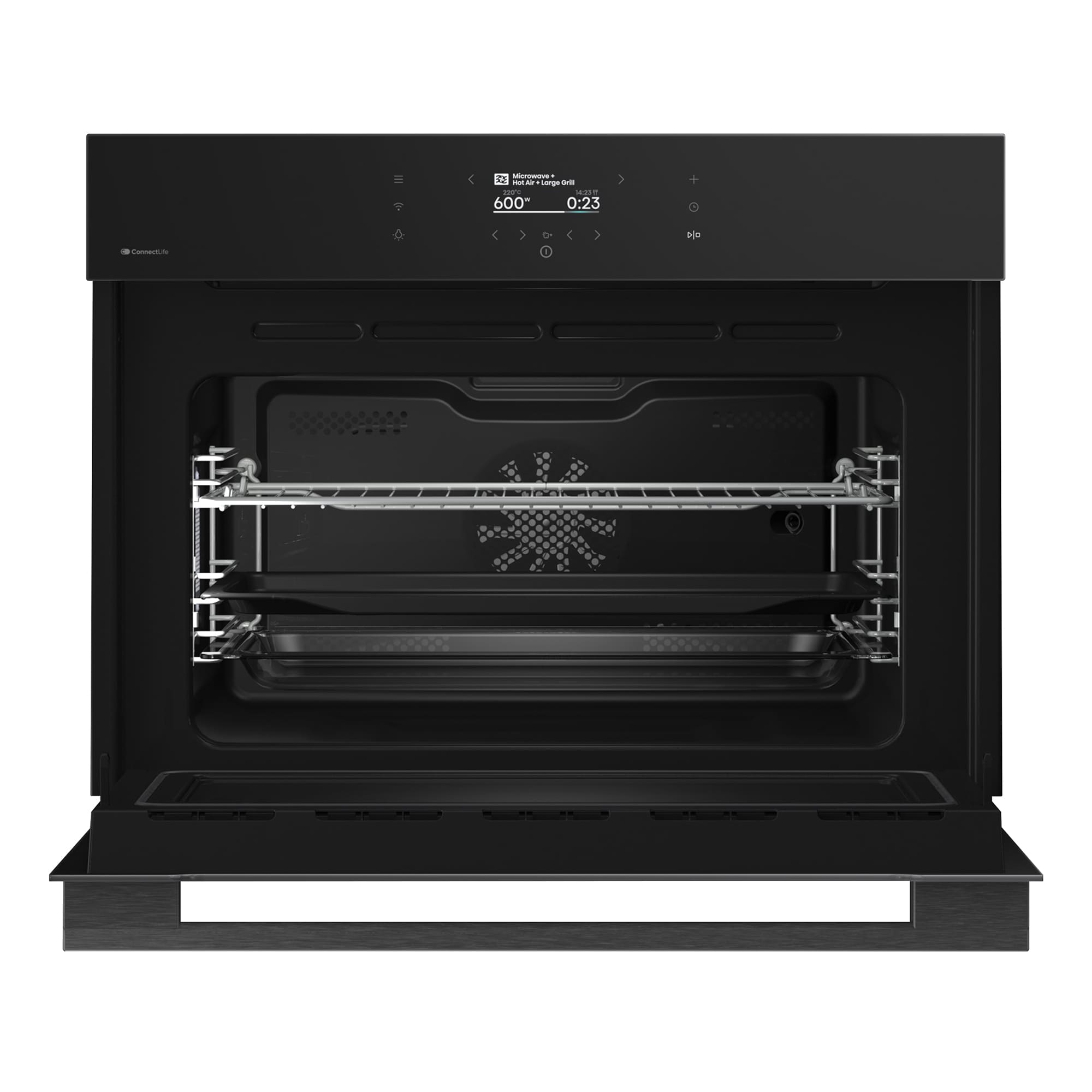 Hisense - BIM406A8B – Horno Combi MWO Integrable, Capacidad 50L, Color Cristal Negro