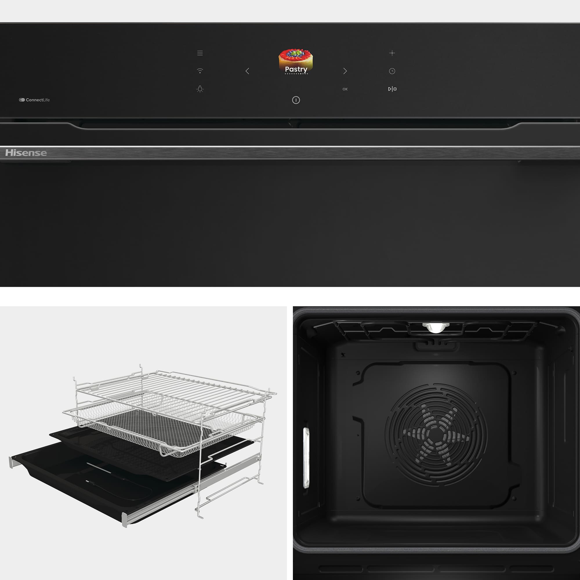 Hisense - BI614P8B – Horno Pirolitico, Clase A+ , Capacidad 77L, Color Negro