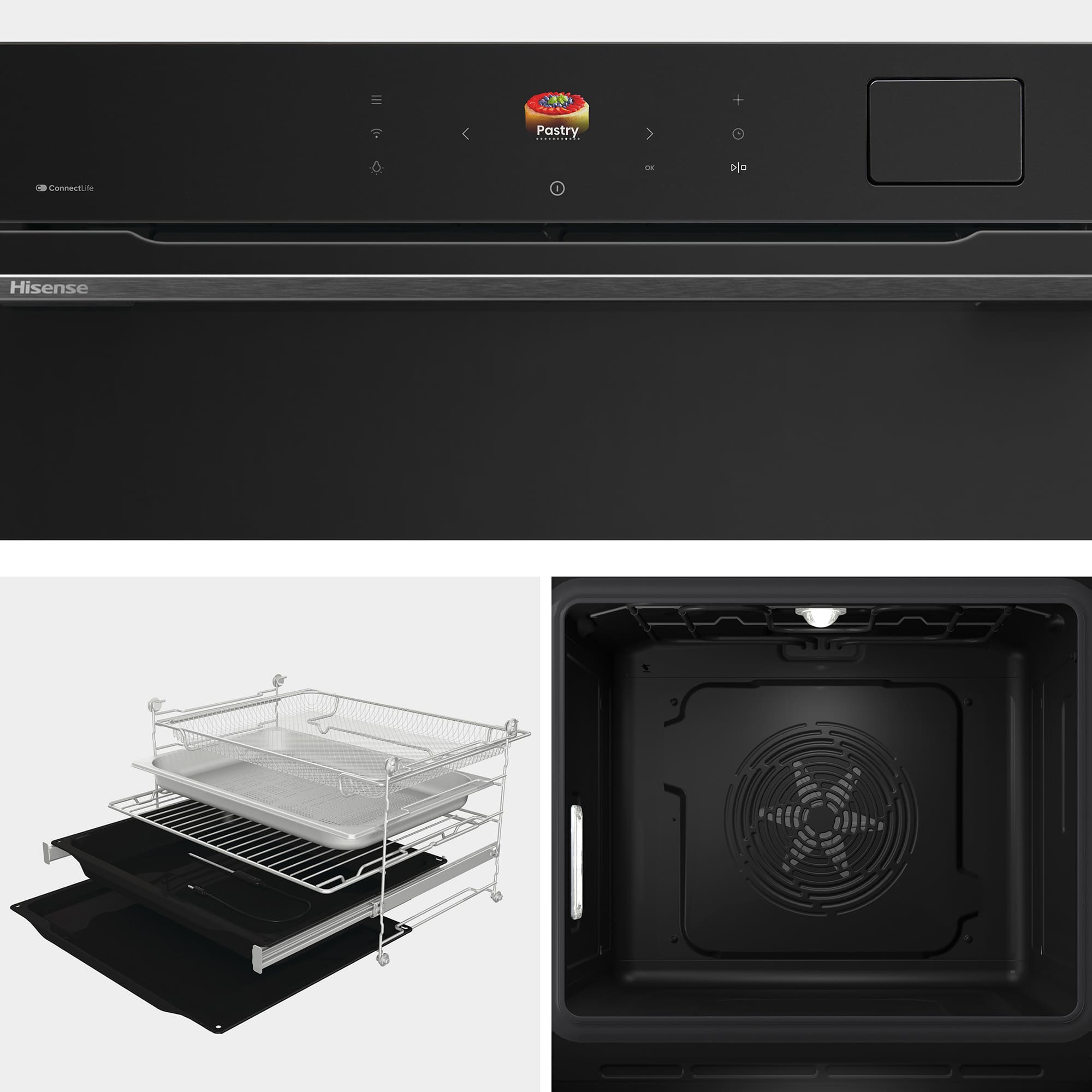 Hisense - BFS615S8B – Horno 100% Vapor con Cocción 100% Vapor (Dep. Agua), Clase A+ , Capacidad 77L, Color Negro