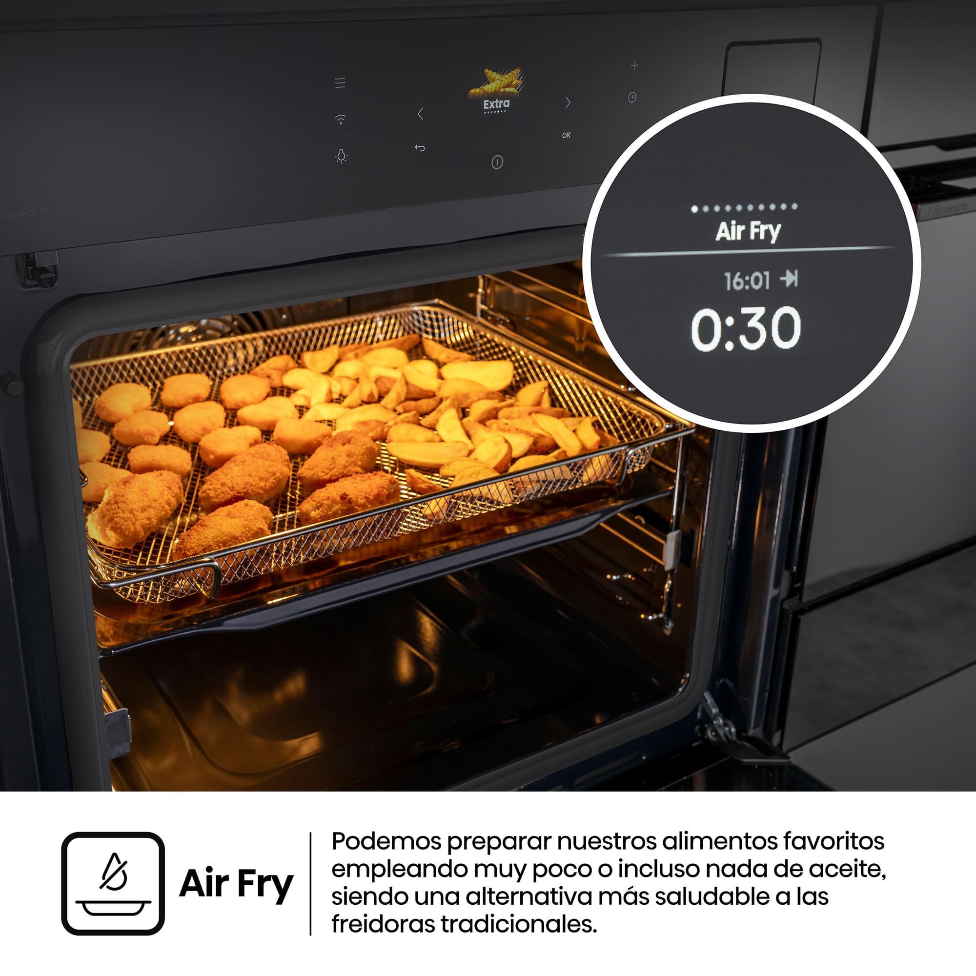 Hisense - BFS615S8B – Horno 100% Vapor con Cocción 100% Vapor (Dep. Agua), Clase A+ , Capacidad 77L, Color Negro
