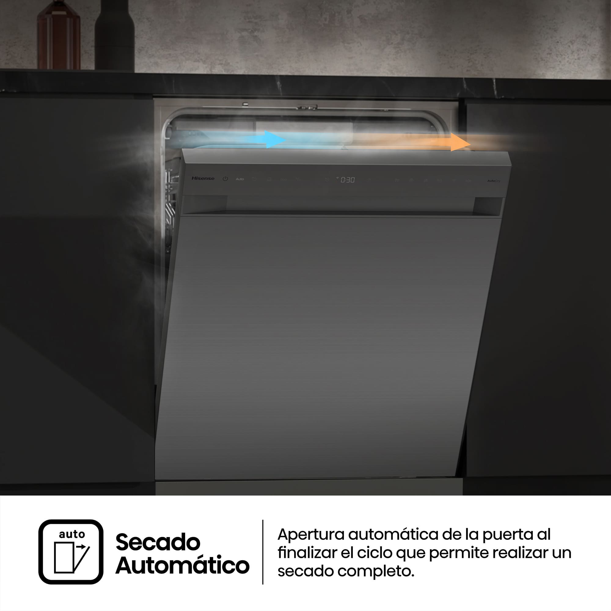 Hisense - HS673A90X – Lavavajillas 60cm de Libre Instalación, Clase A, Capacidad 16 Serv, Color Inox