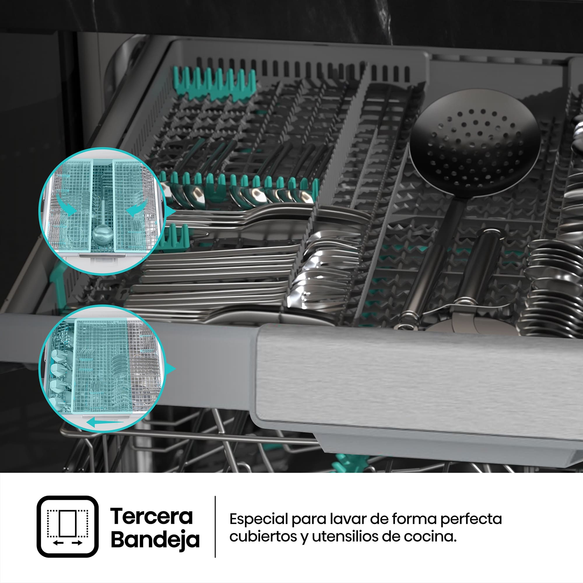 Hisense - HS673A90X – Lavavajillas 60cm de Libre Instalación, Clase A, Capacidad 16 Serv, Color Inox