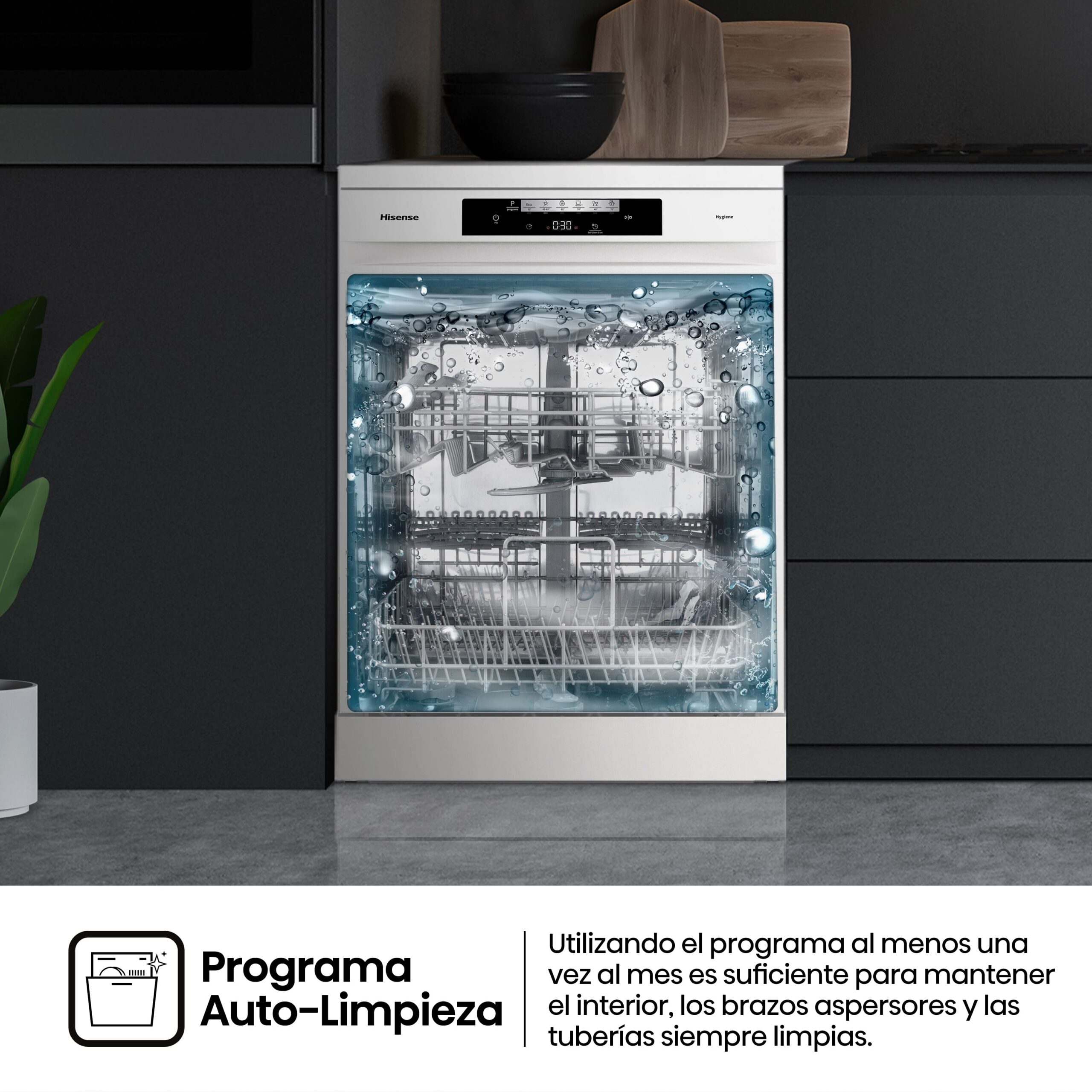 Hisense - HS643C90W – Lavavajillas 60Cm de Libre Instalación, Clase C , Capacidad 16 servicios, Color Blanco