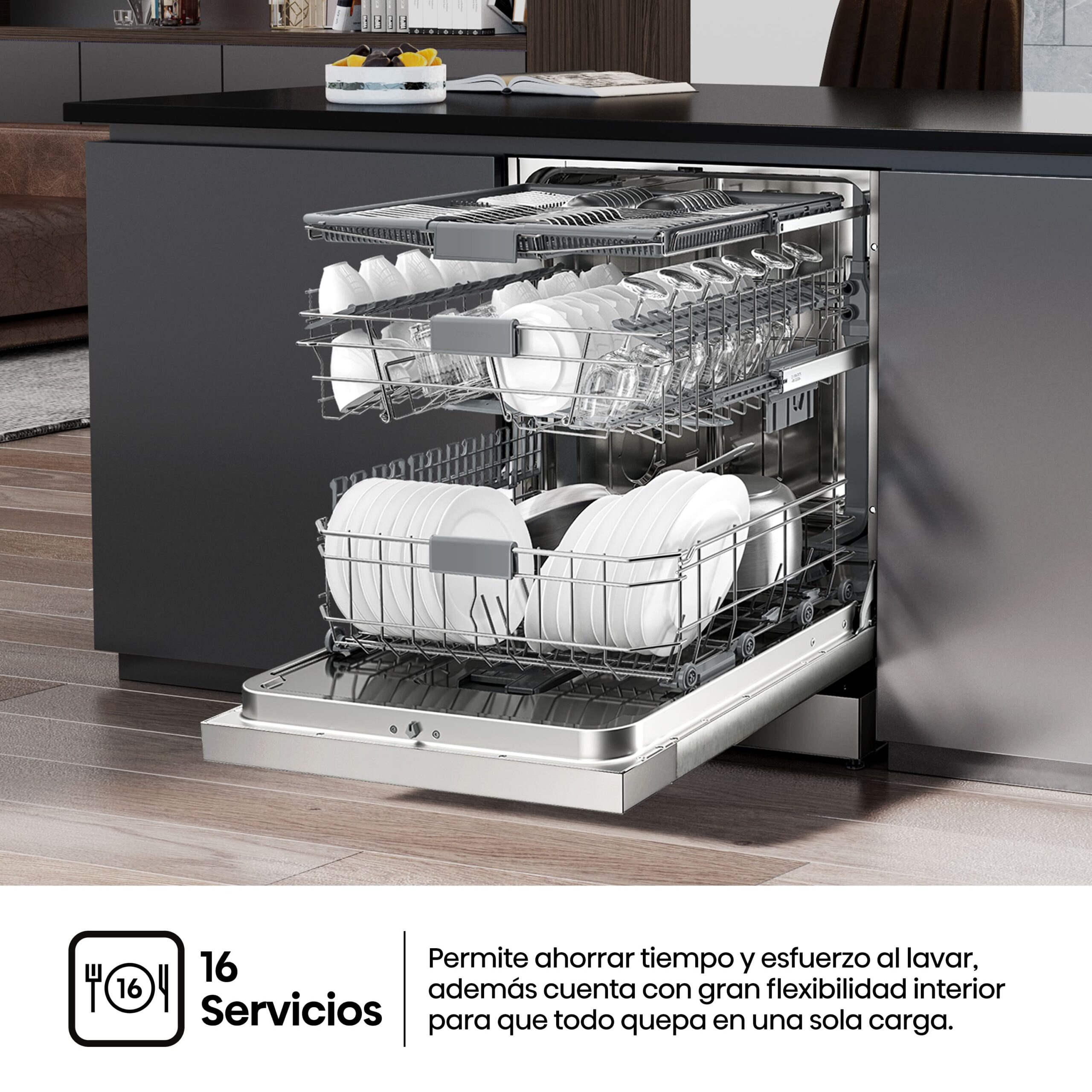 Hisense - HS643C90W – Lavavajillas 60Cm de Libre Instalación, Clase C , Capacidad 16 servicios, Color Blanco