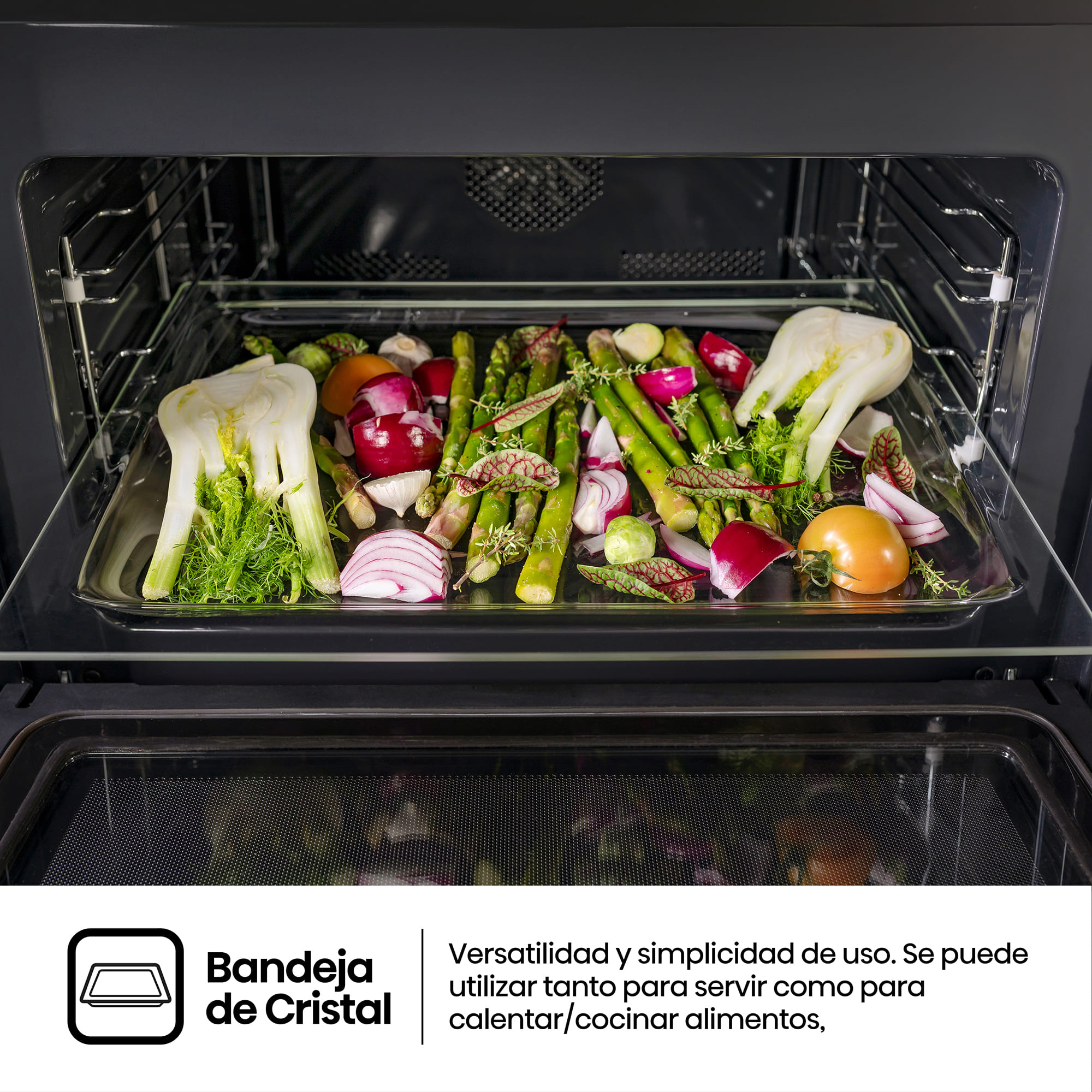 Hisense - BIM406A8B – Horno Combi MWO Integrable, Capacidad 50L, Color Cristal Negro