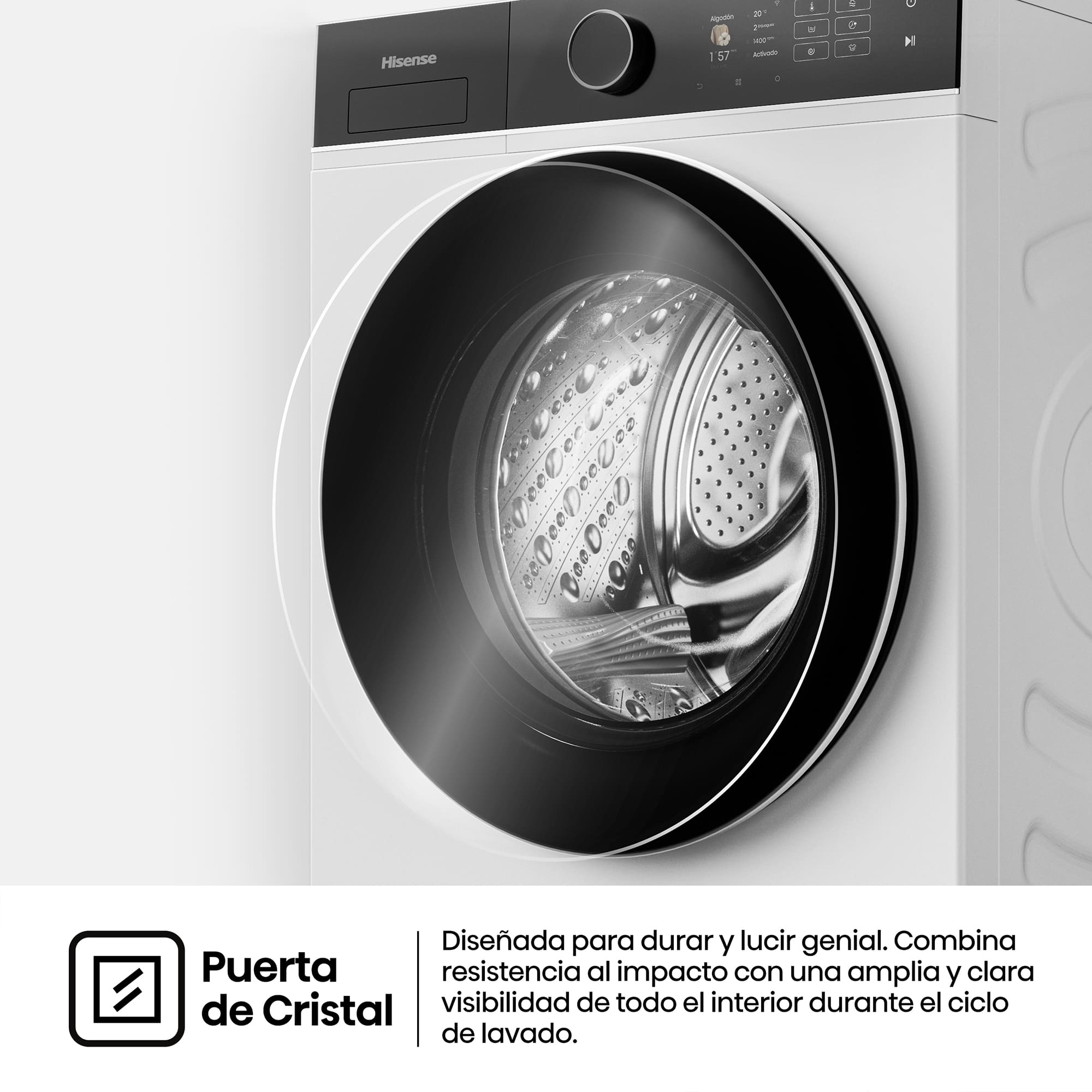 Hisense - WD5I8043BWF – Lavasecadora De Libre Instalación, A-30%  (ECO 40-60ºC), 8 kg/5 kg , 1400 rpm, Blanco