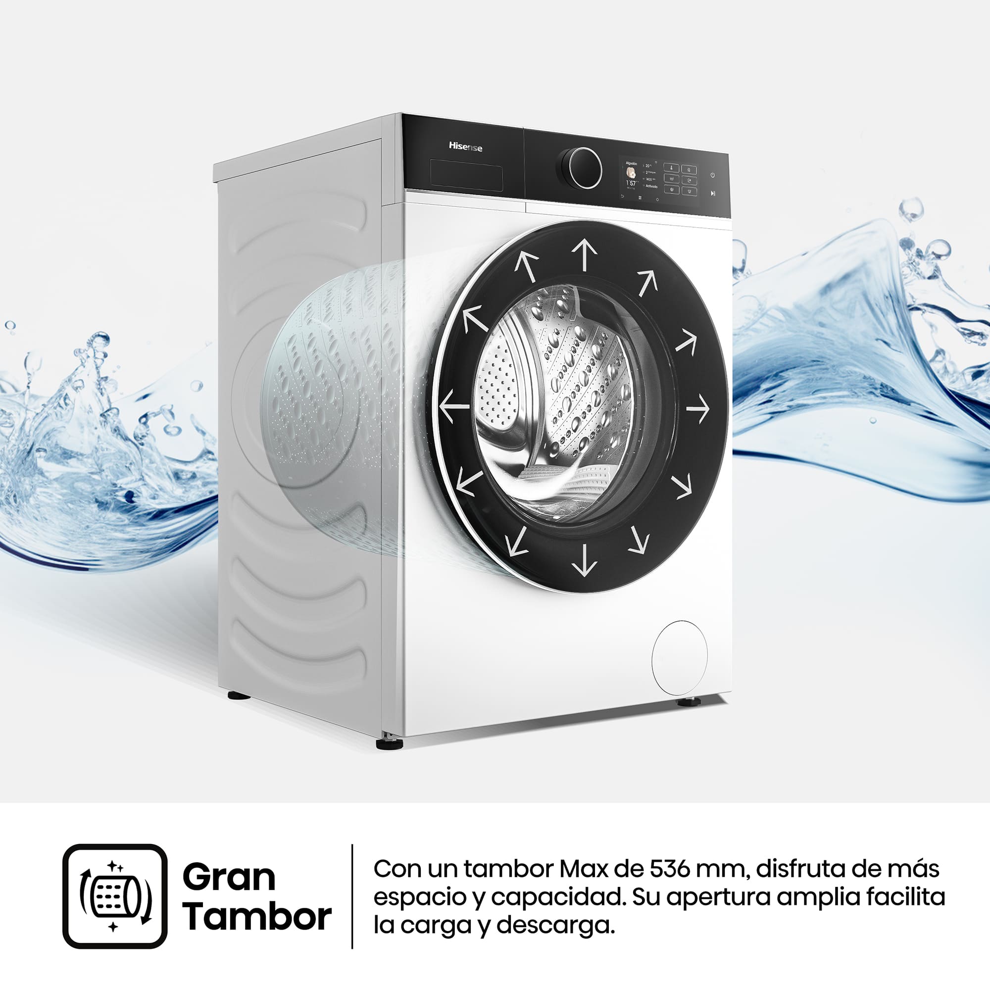 Hisense - WD5I8043BWF – Lavasecadora De Libre Instalación, A-30%  (ECO 40-60ºC), 8 kg/5 kg , 1400 rpm, Blanco