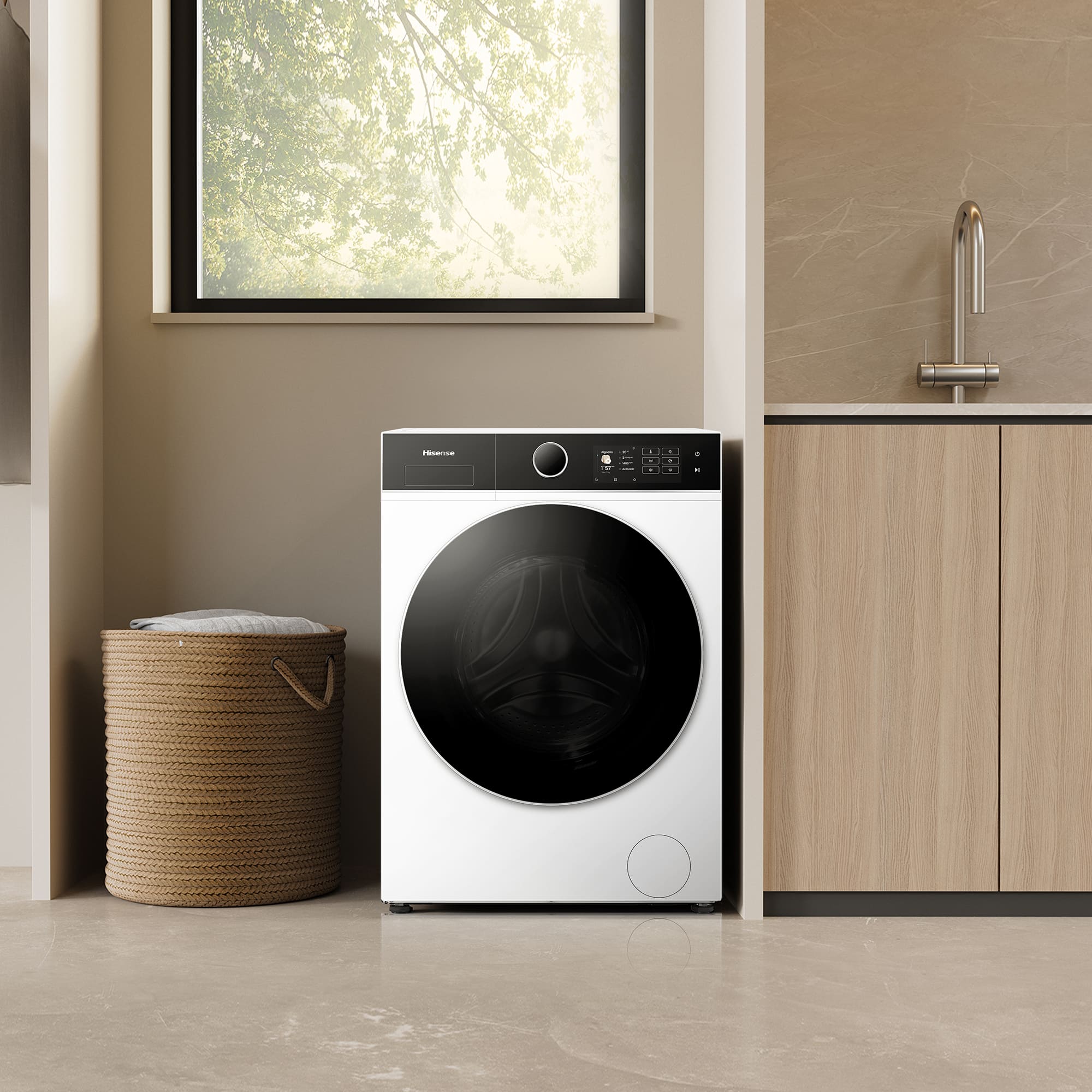 Hisense - WD5I8043BWF – Lavasecadora De Libre Instalación, A-30%  (ECO 40-60ºC), 8 kg/5 kg , 1400 rpm, Blanco