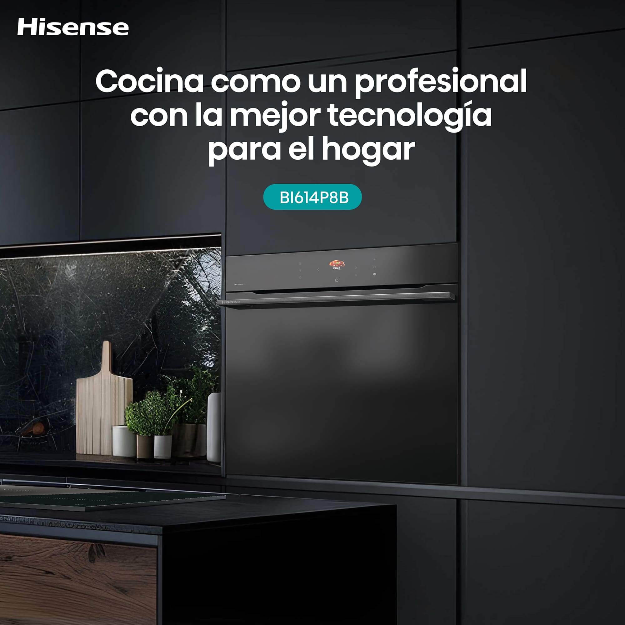 Hisense - BI614P8B – Horno Pirolitico, Clase A+ , Capacidad 77L, Color Negro