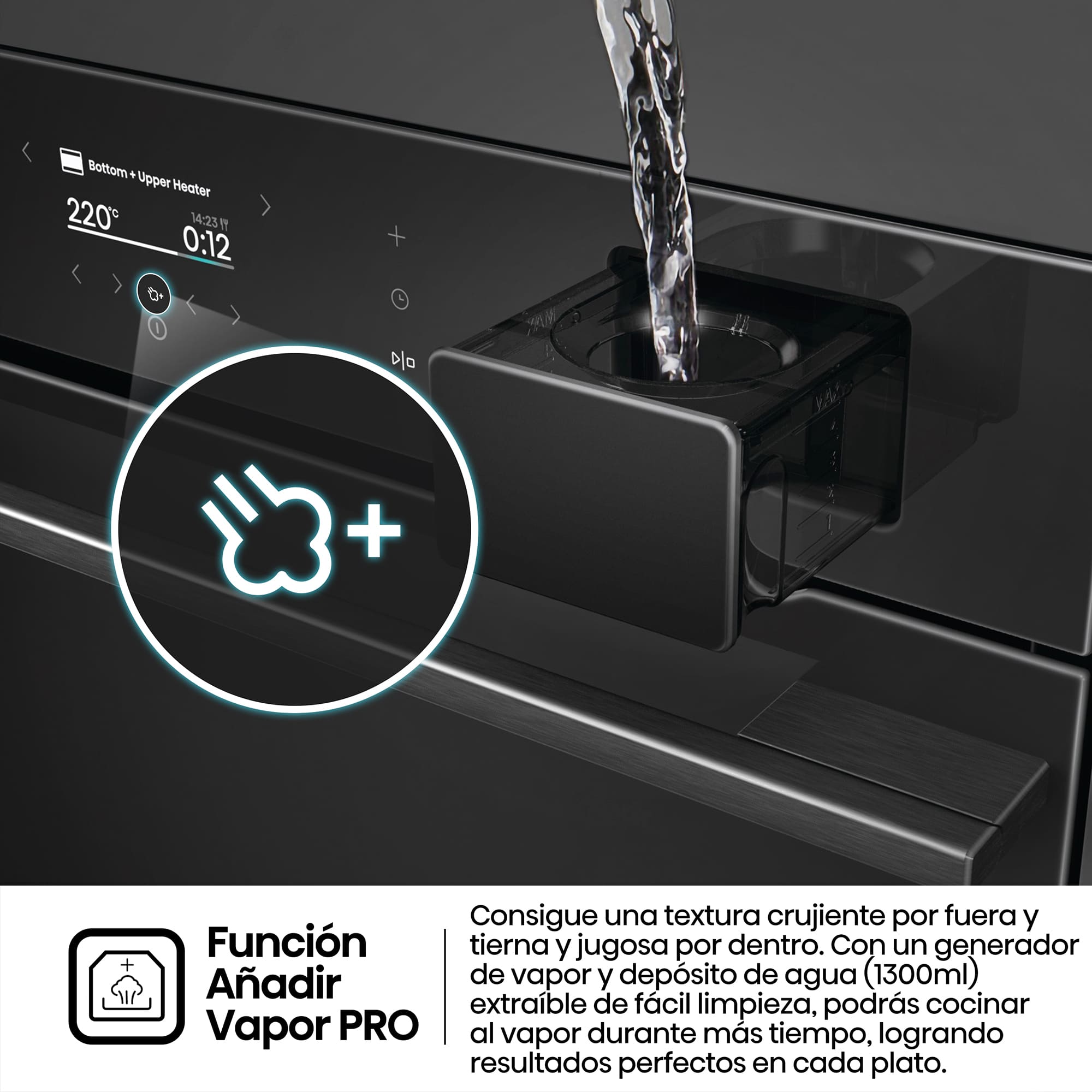 Hisense - BAS614A8B​ – Horno Hidrolítico con Cocción Vapor (Dep. Agua), Clase A+ , Capacidad 77L, Color Negro