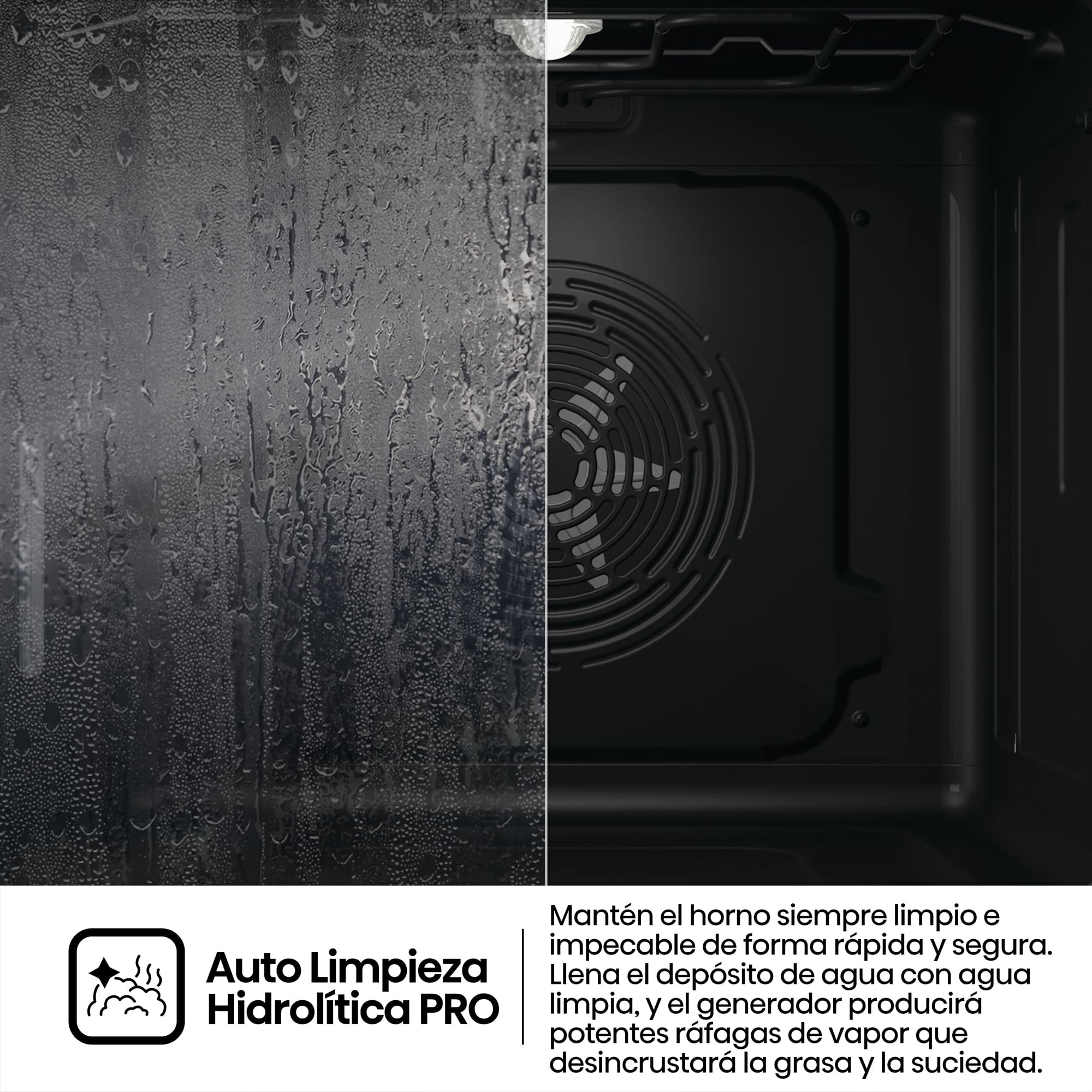 Hisense - BAS614A8B​ – Horno Hidrolítico con Cocción Vapor (Dep. Agua), Clase A+ , Capacidad 77L, Color Negro