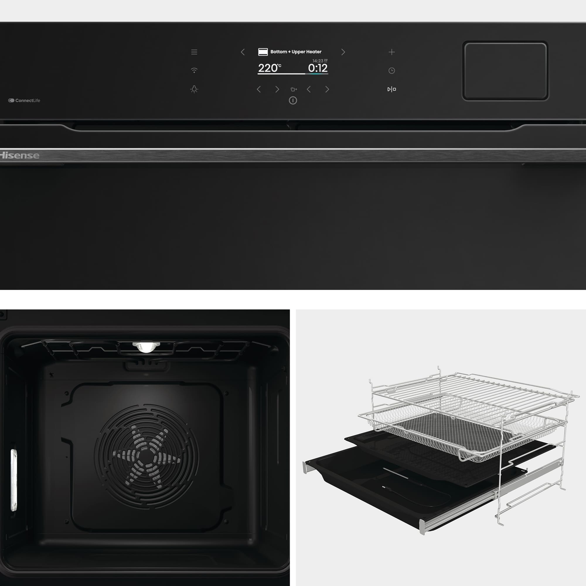 Hisense - BAS614A8B​ – Horno Hidrolítico con Cocción Vapor (Dep. Agua), Clase A+ , Capacidad 77L, Color Negro