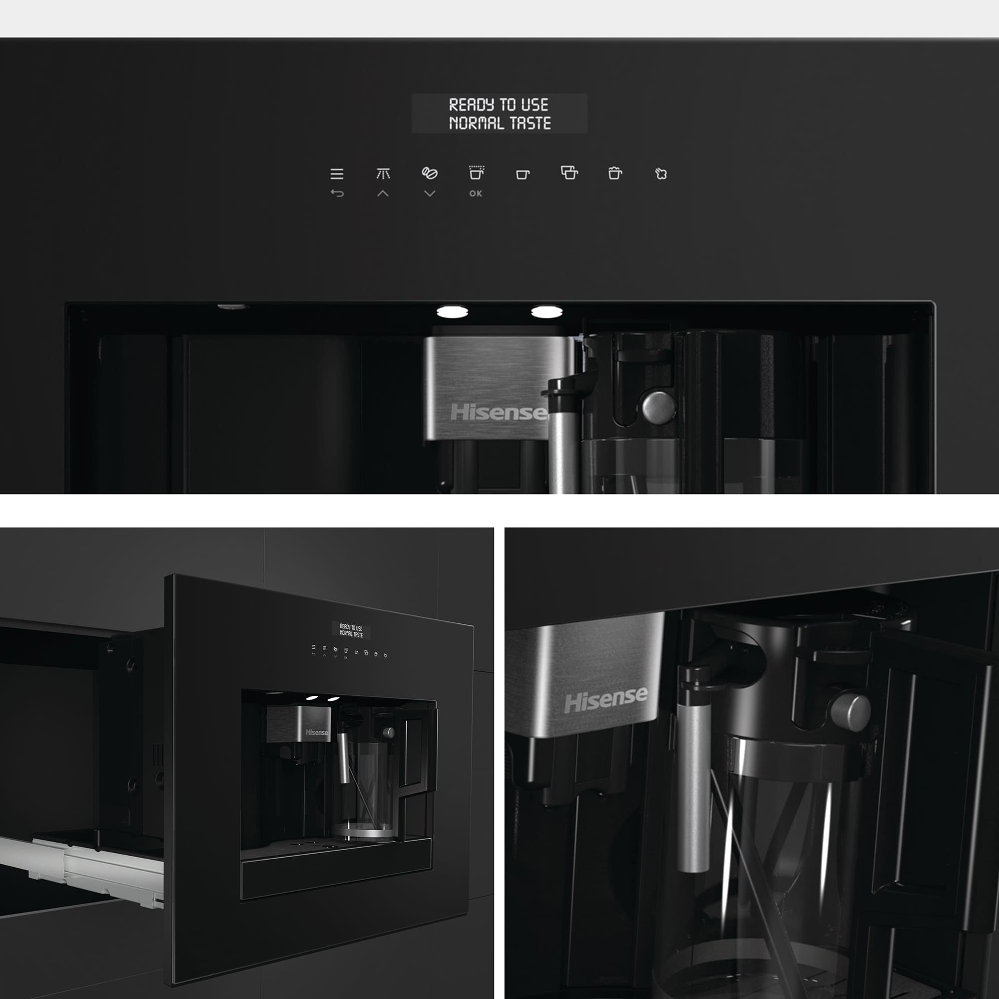 Hisense - CM4H8BG – Cafetera Automática De Integración, Capacidad 1,8 l, Color Negro