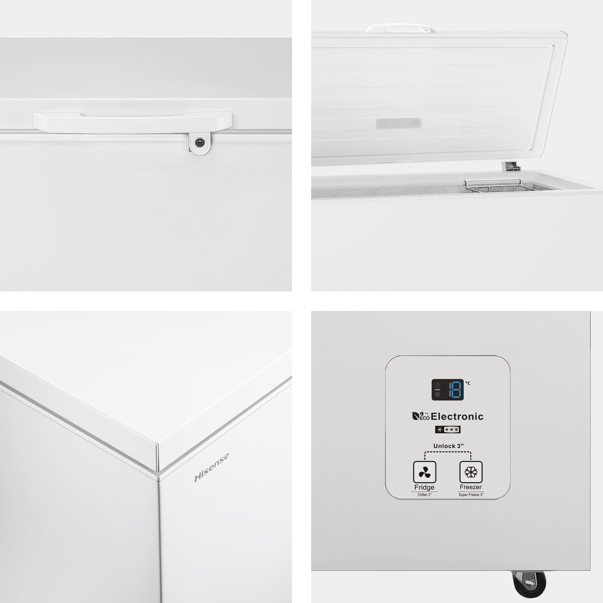 Hisense - FT546D4AWLYE – Arcón Congelador, Clase E , 420L, Blanco