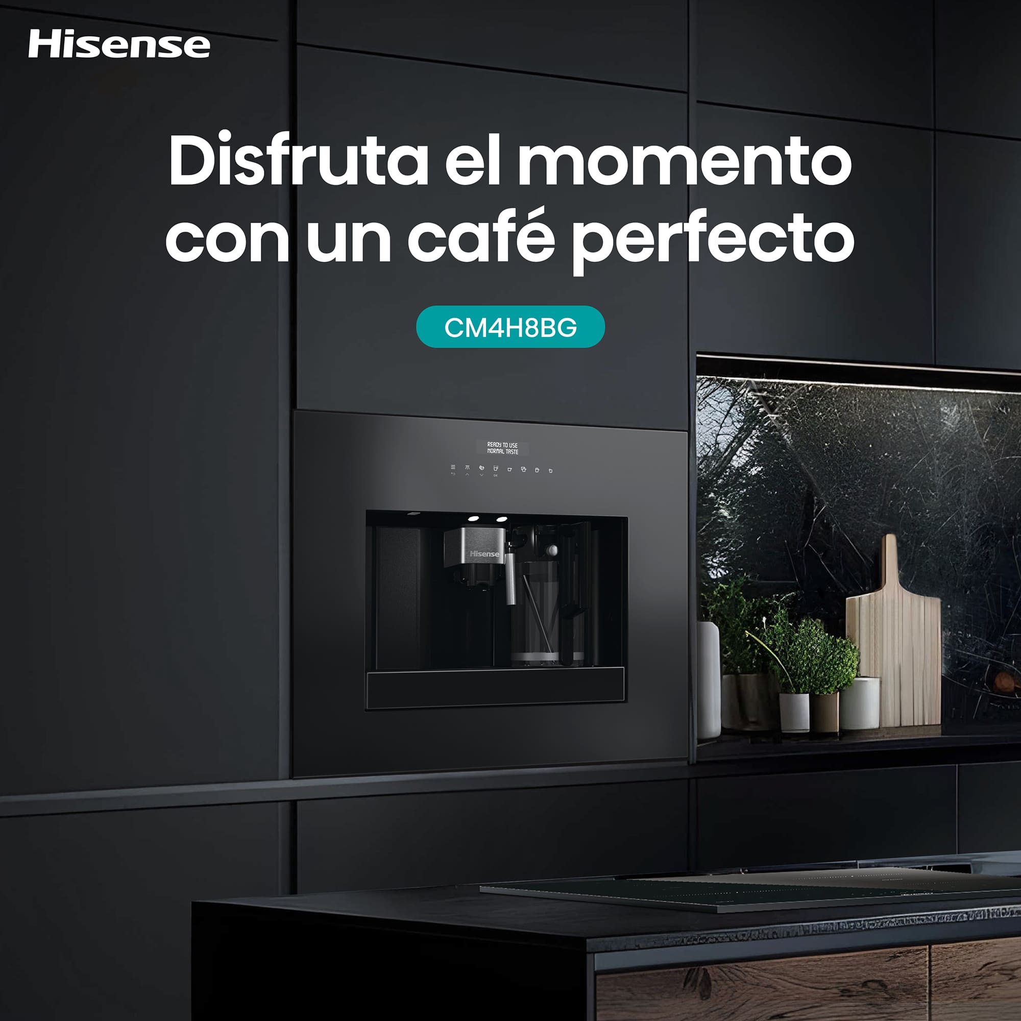 Hisense - CM4H8BG – Cafetera Automática De Integración, Capacidad 1,8 l, Color Negro
