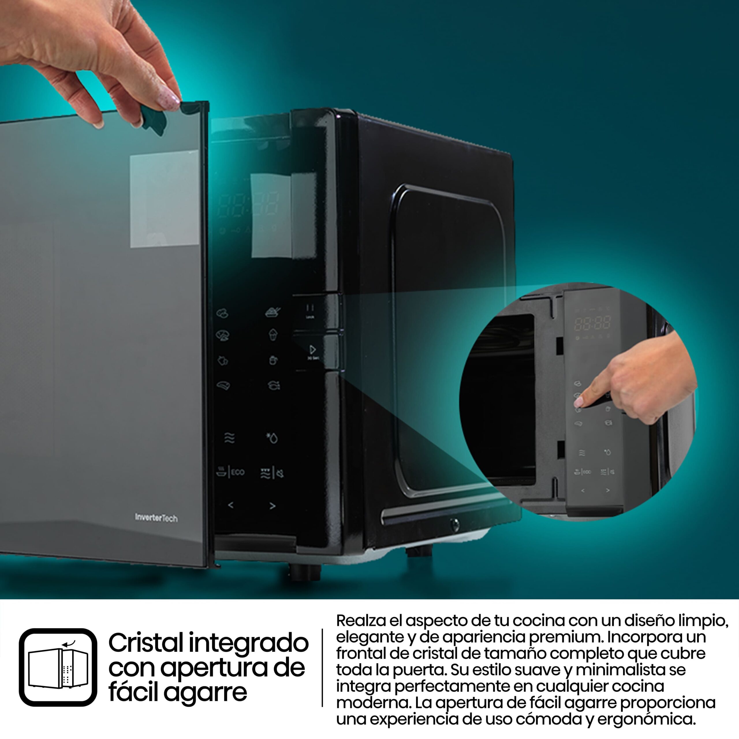 Hisense - H25MOBS4HGI – Microondas Con Grill, Capacidad 25L, Color Negro