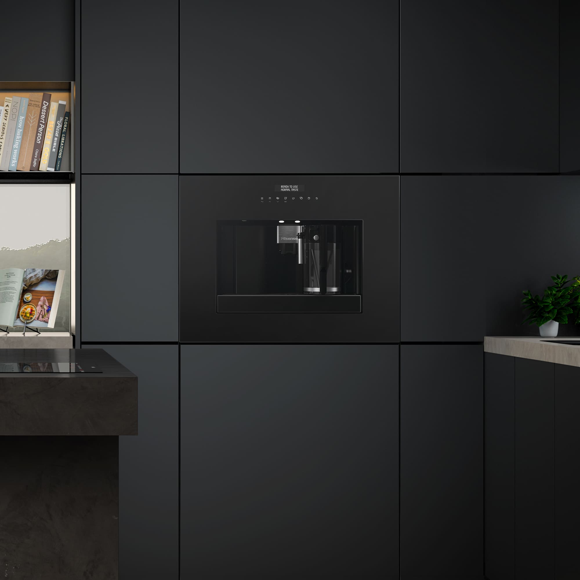 Hisense - CM4H8BG – Cafetera Automática De Integración, Capacidad 1,8 l, Color Negro