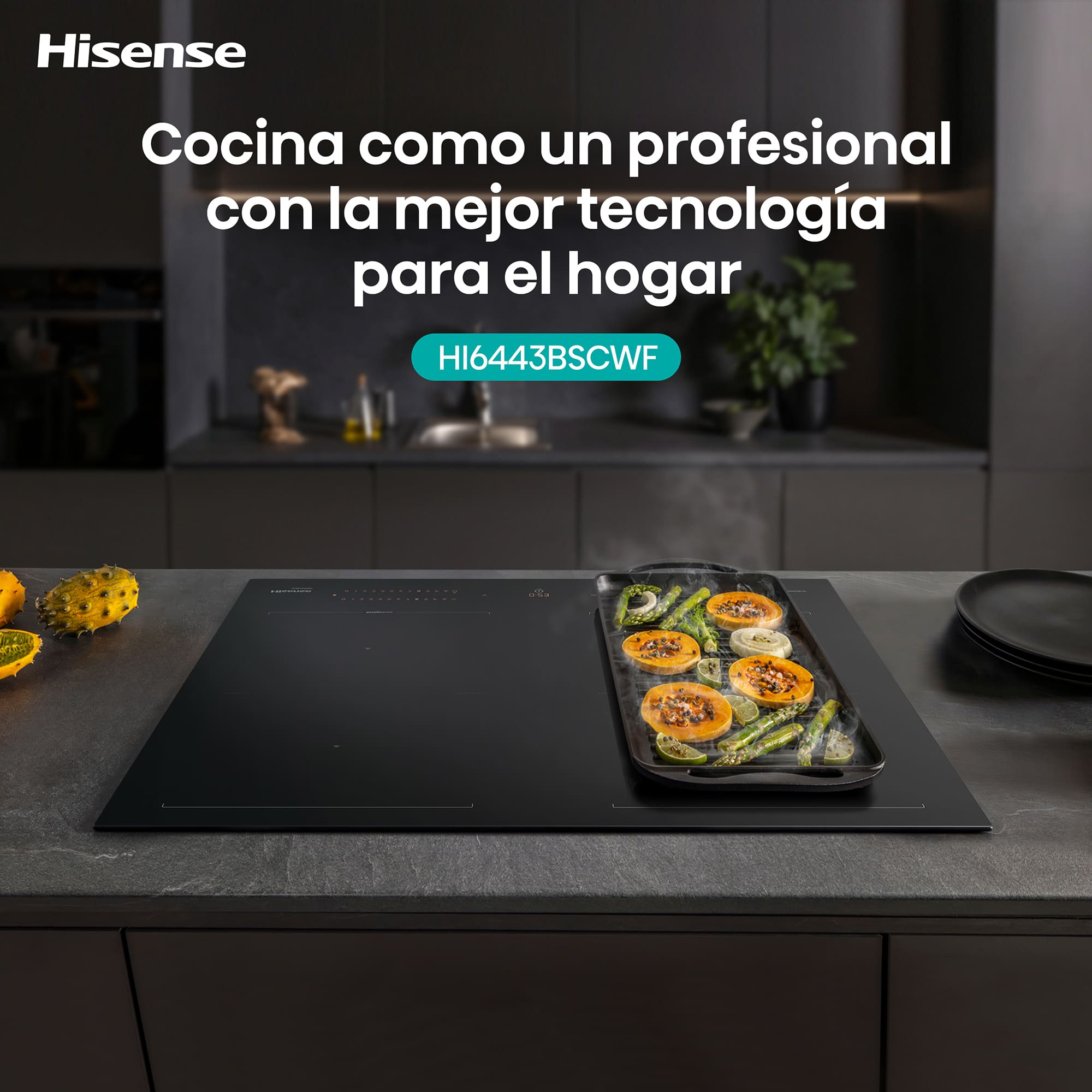 Hisense - HI6443BSCWF – Placa Flex, 4 Zonas, Capacidad 7360W, Color Negro