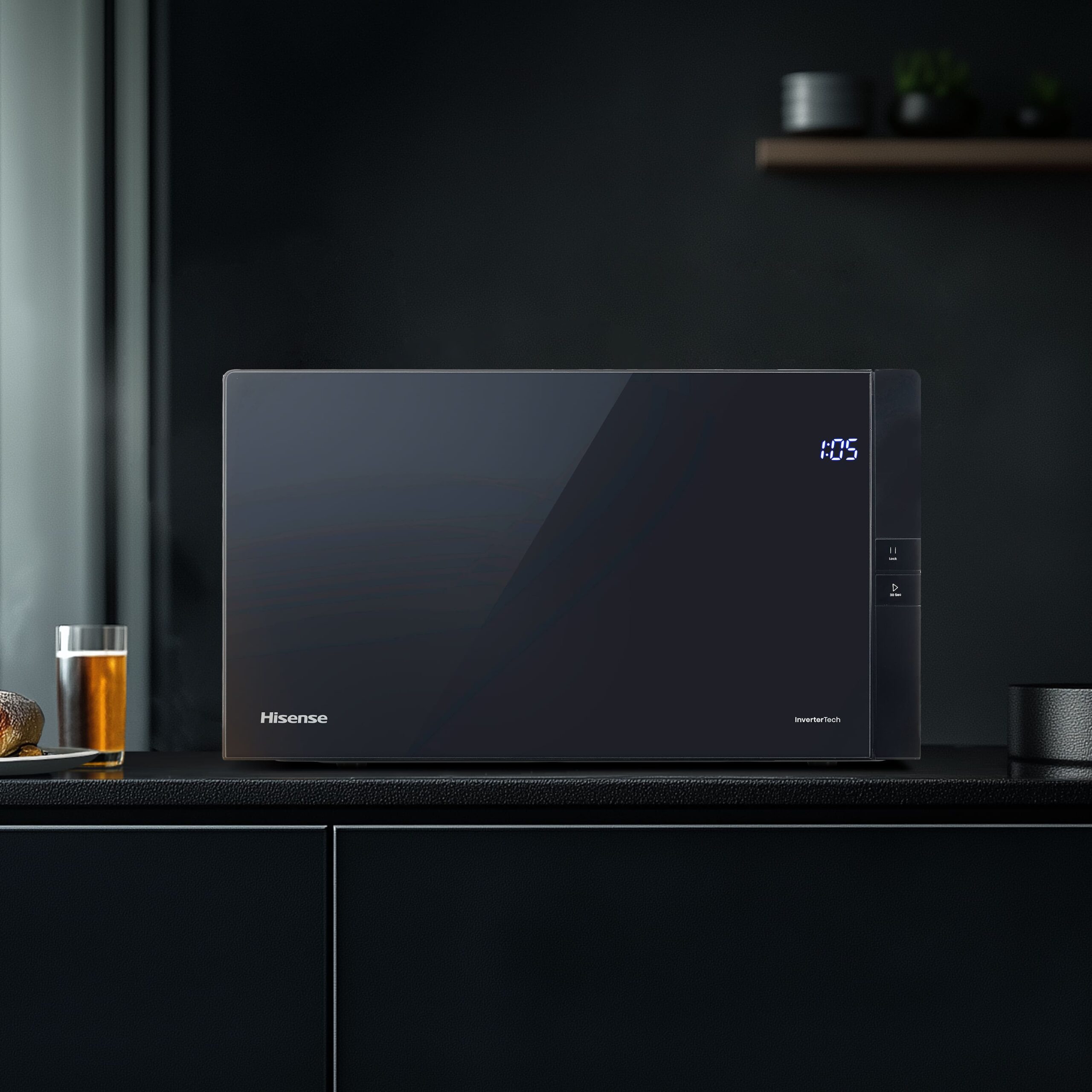 Hisense - H25MOBS4HGI – Microondas Con Grill, Capacidad 25L, Color Negro