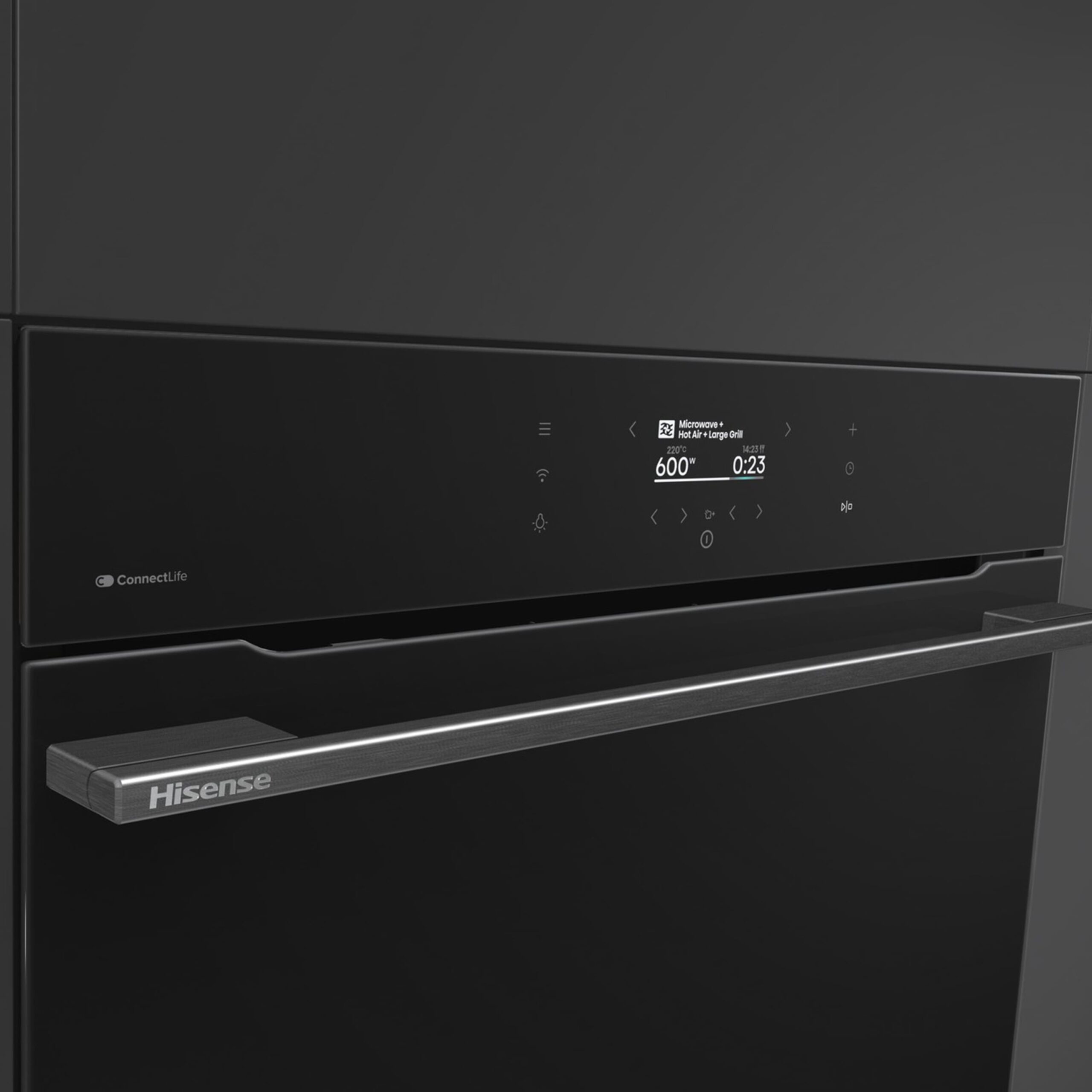 Hisense - BIM406A8B – Horno Combi MWO Integrable, Capacidad 50L, Color Cristal Negro