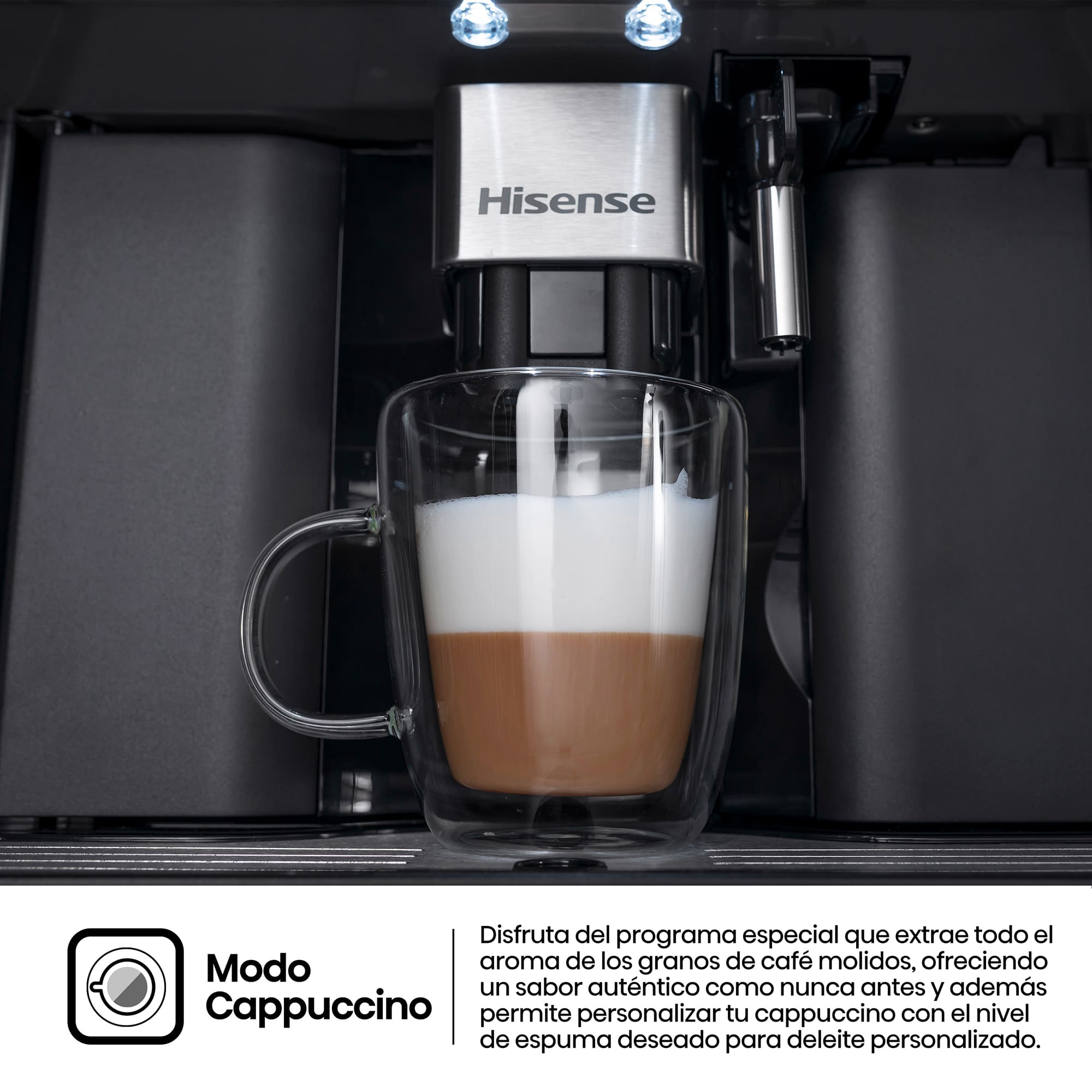 Hisense - CM4H8BG – Cafetera Automática De Integración, Capacidad 1,8 l, Color Negro